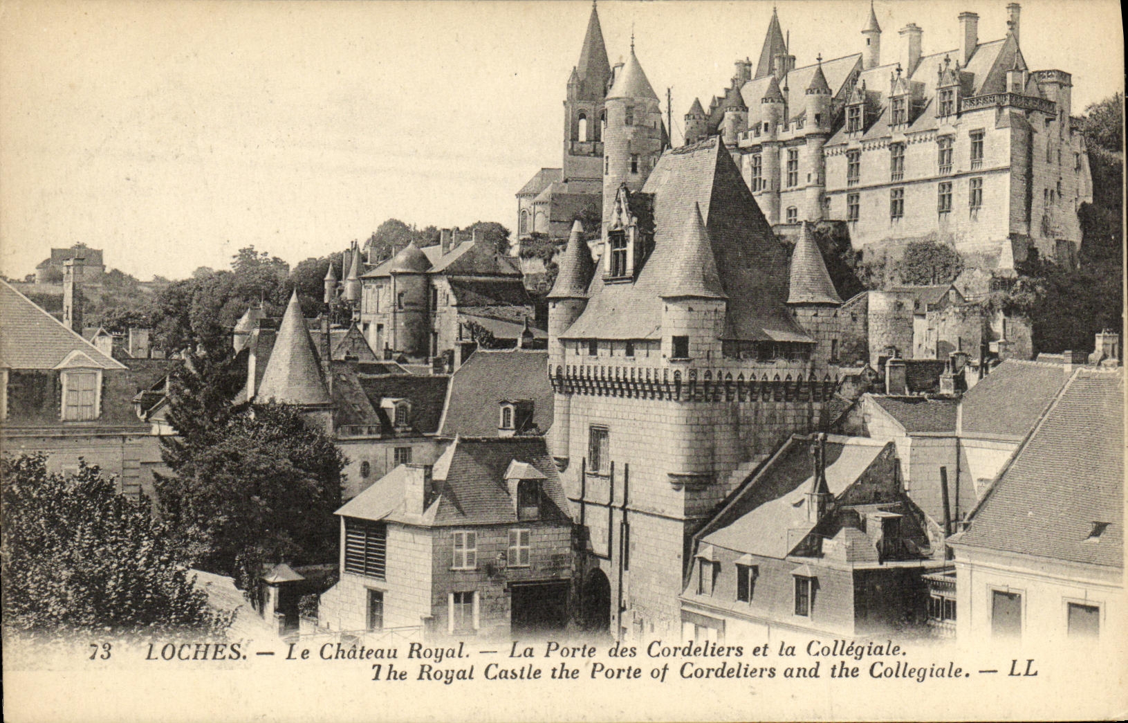CPA Loches Le Chateau Royal La Porte des cordeliers et la Collegiale