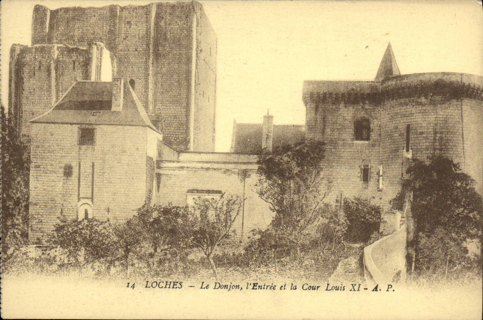 CPA Loches Le Donjon L Entree et la Cour Louis XI