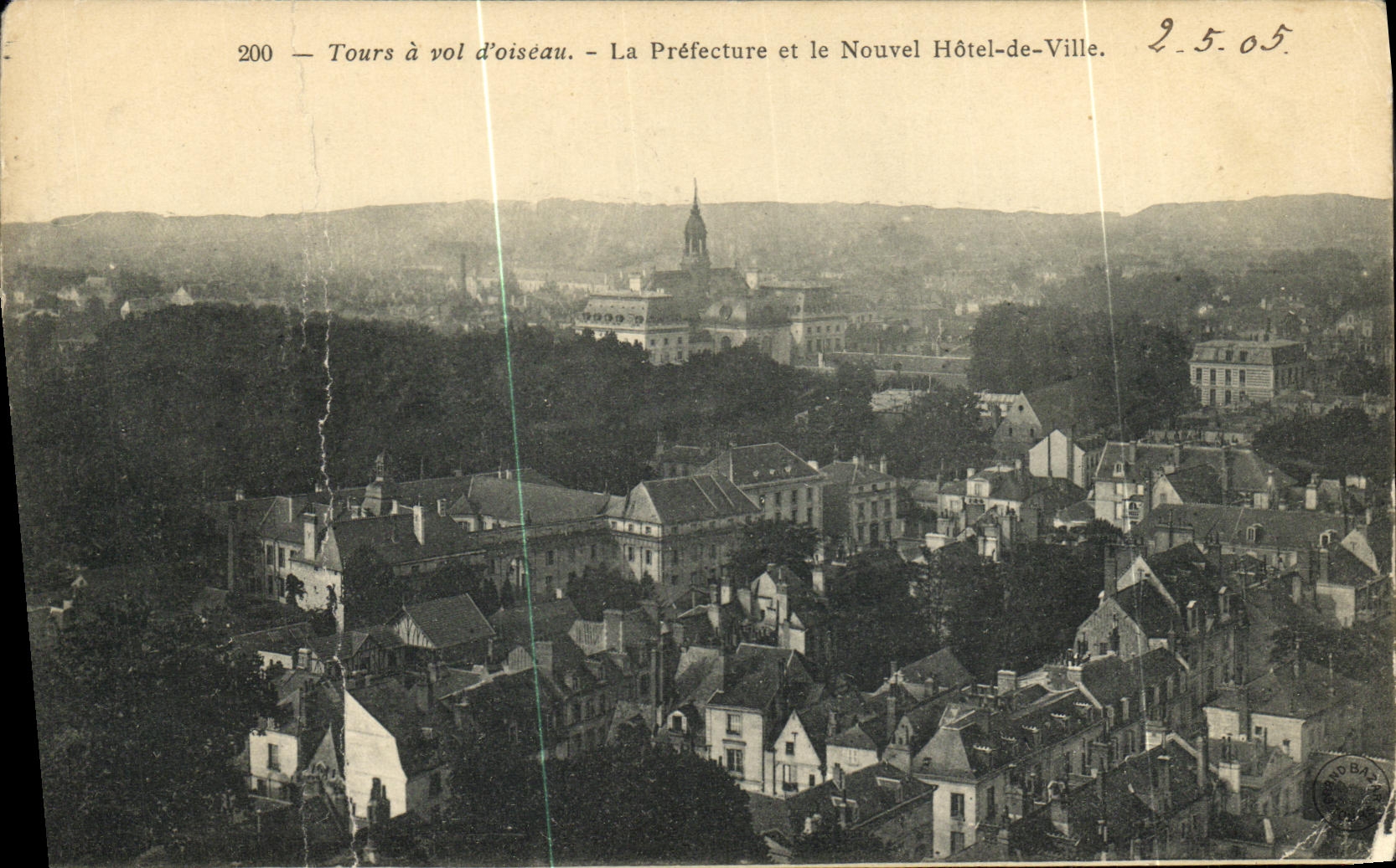 VINTAGE POSTCARD Tours has Vol D Bird the Prefecture and the New Hotel City