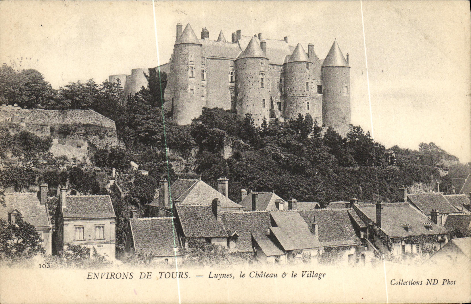 VINTAGE POSTCARD Surroundings of Tours Luynes the Castle the Village