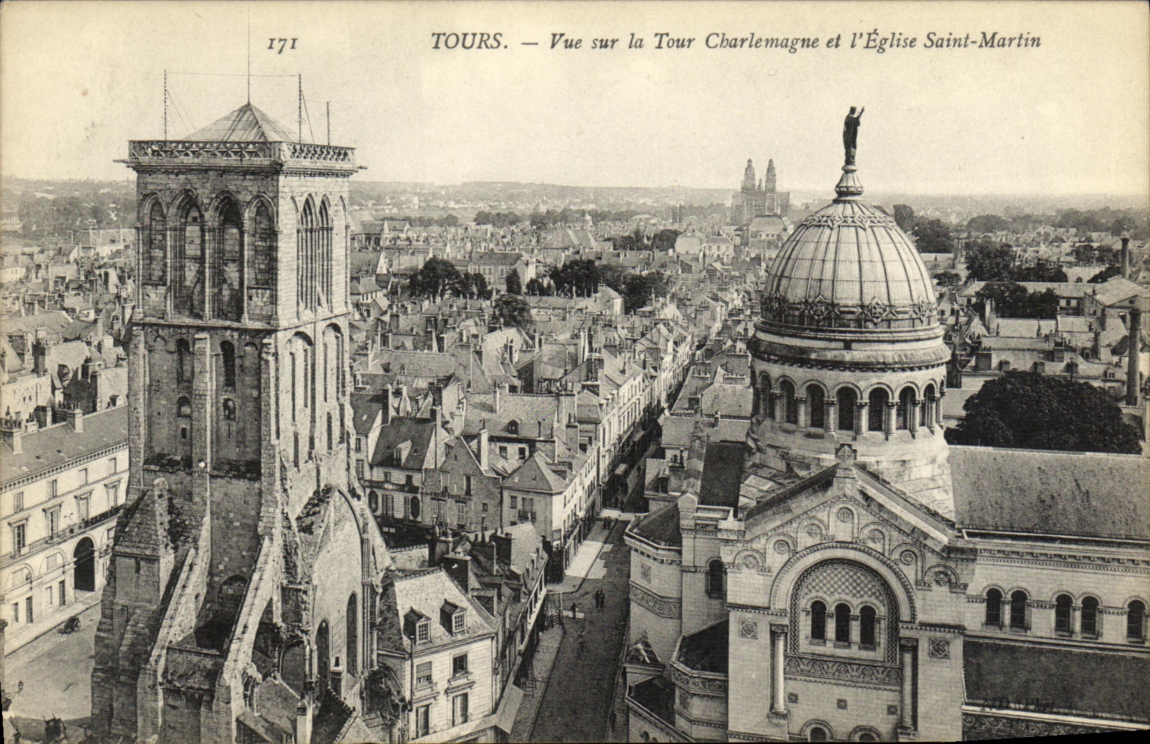 VINTAGE POSTCARD Tours Seen on the Charlemagne Lathe and L church St Martin