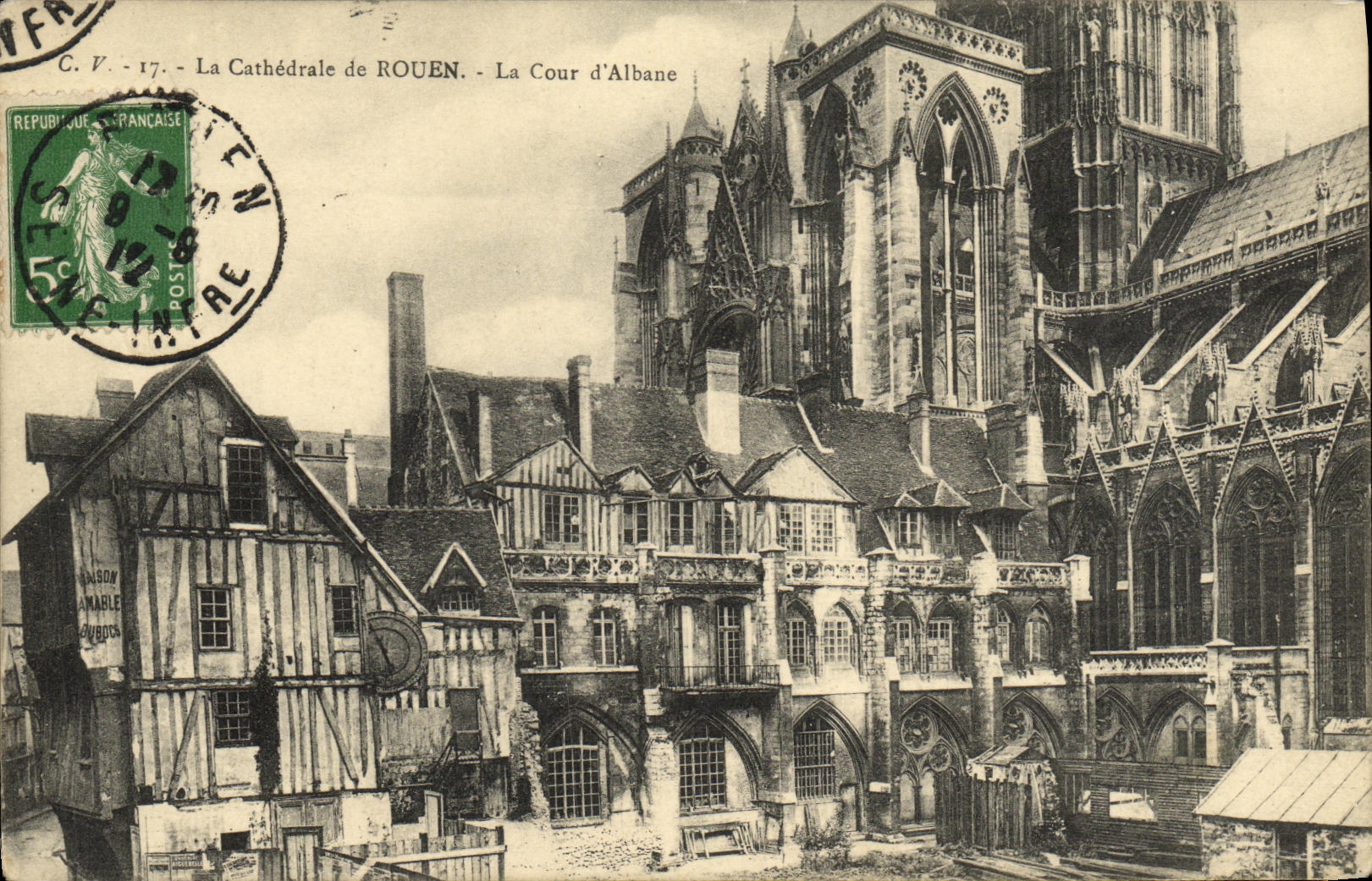 VINTAGE POSTCARD Rouen the Court D Albane