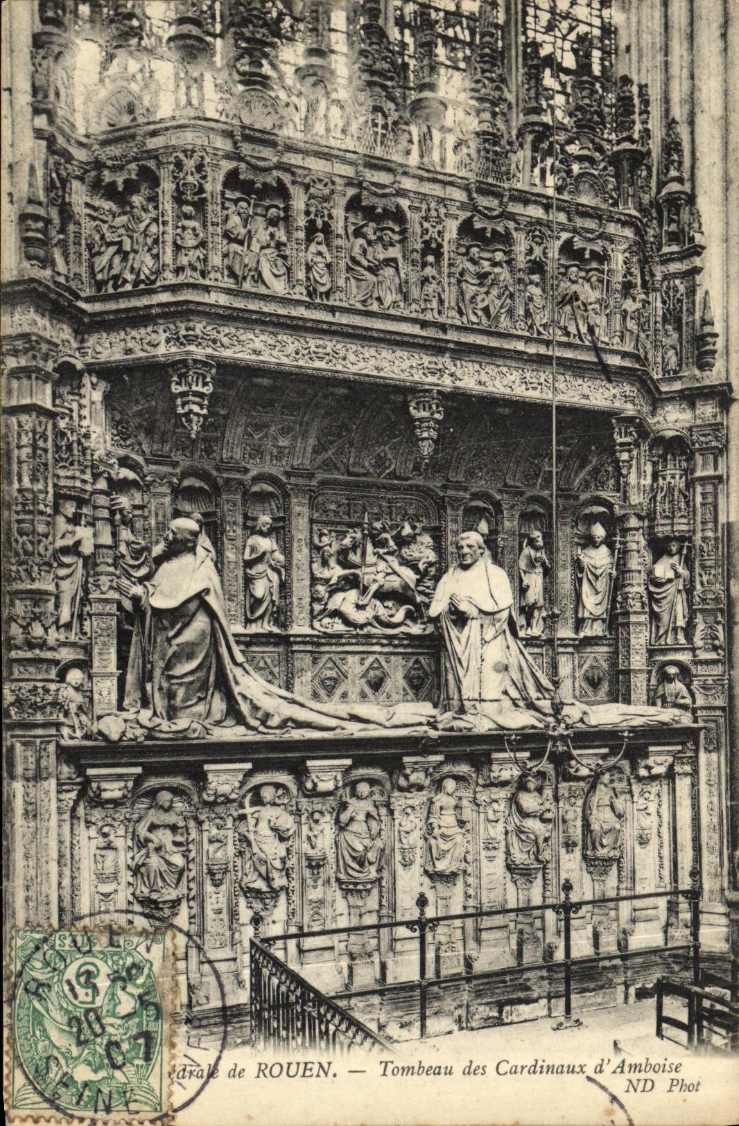 VINTAGE POSTCARD Rouen Tomb of the Cardinals D Amboise