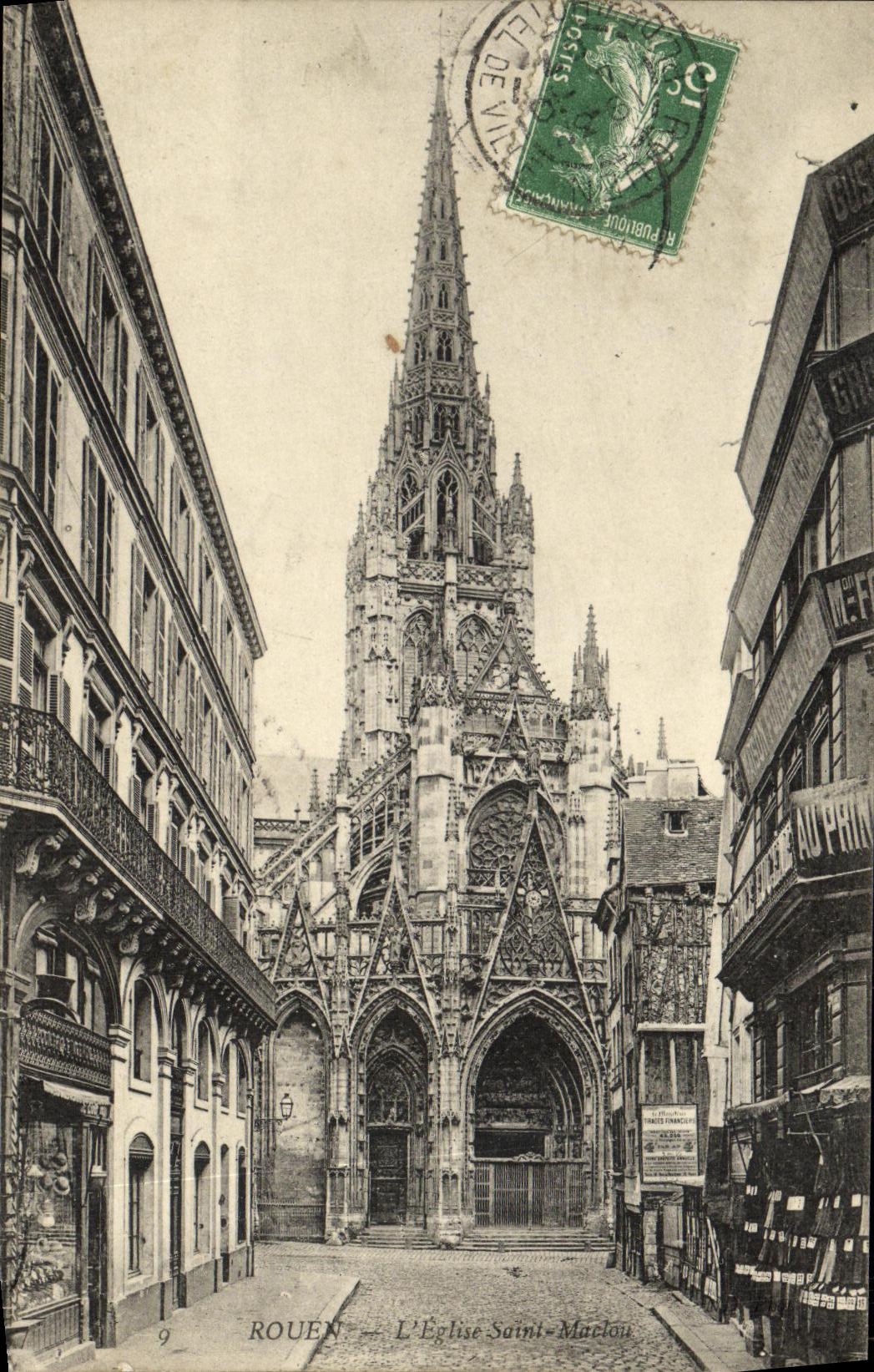 VINTAGE POSTCARD Rouen L Church Holy Maclou