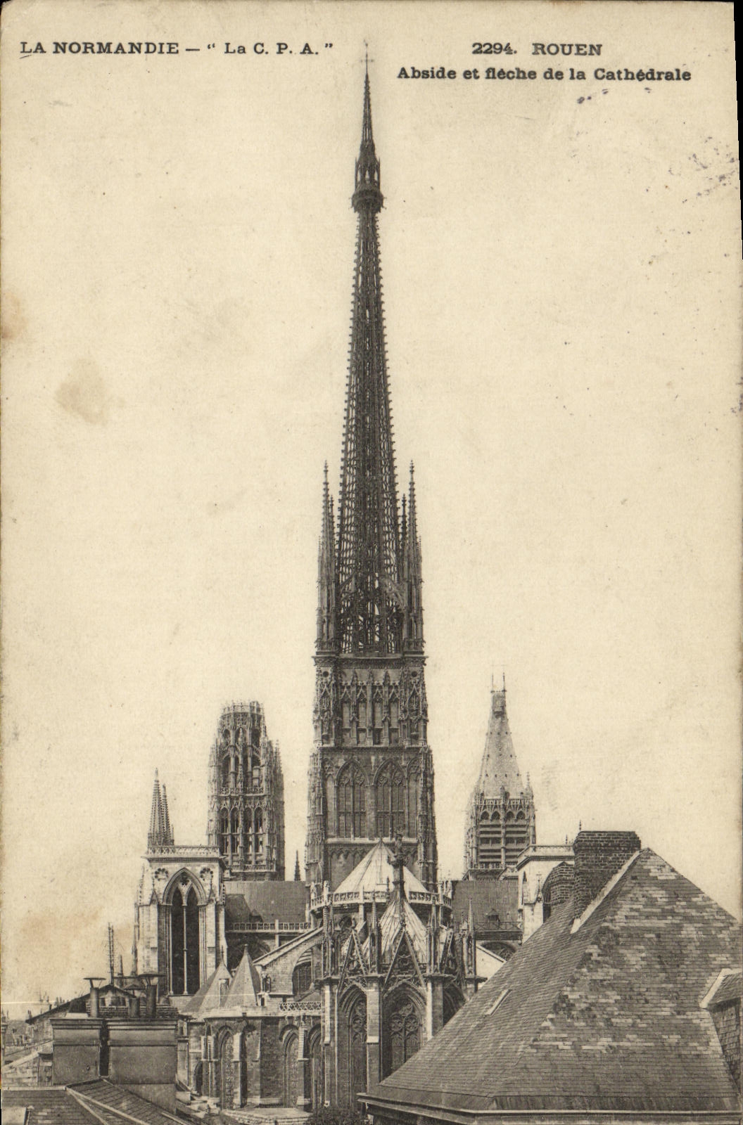 VINTAGE POSTCARD Rouen Apse and Fieche of the Cathedral