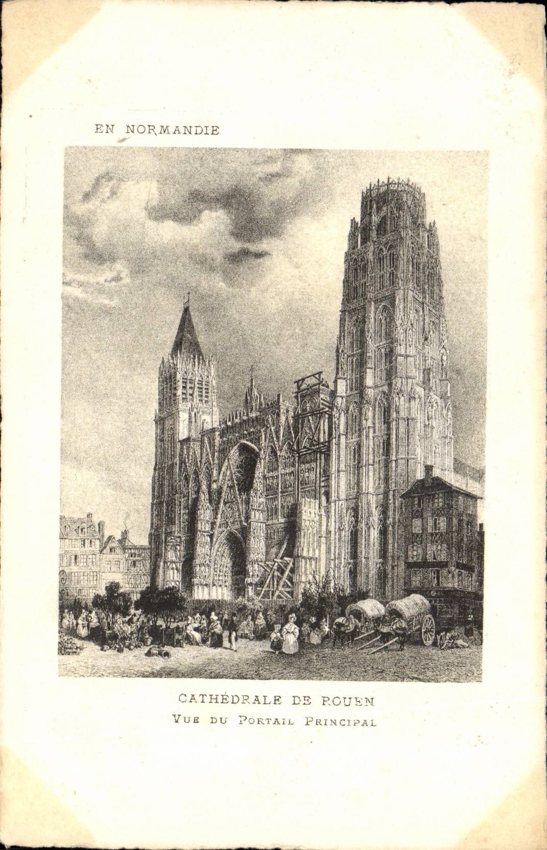 VINTAGE POSTCARD Rouen Cathedral Seen of the principal gate