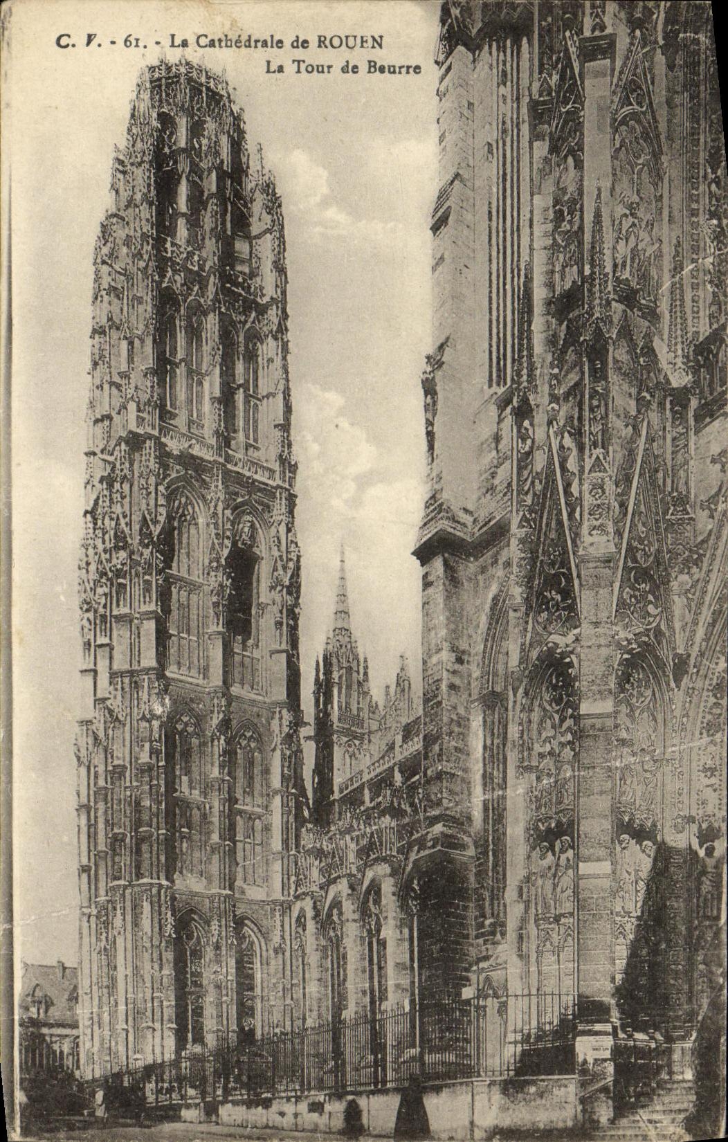 VINTAGE POSTCARD Rouen the Cathedral of the Butter Tower