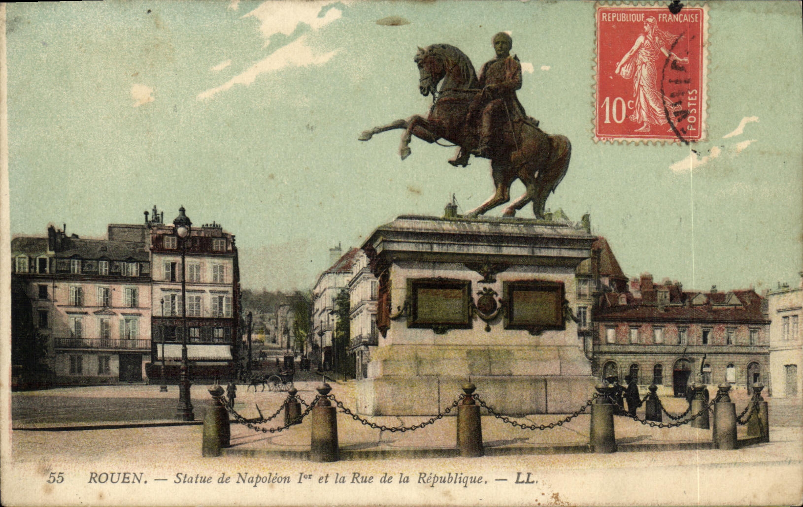 VINTAGE POSTCARD Rouen Rules of Napoleon and the Street of the Republic