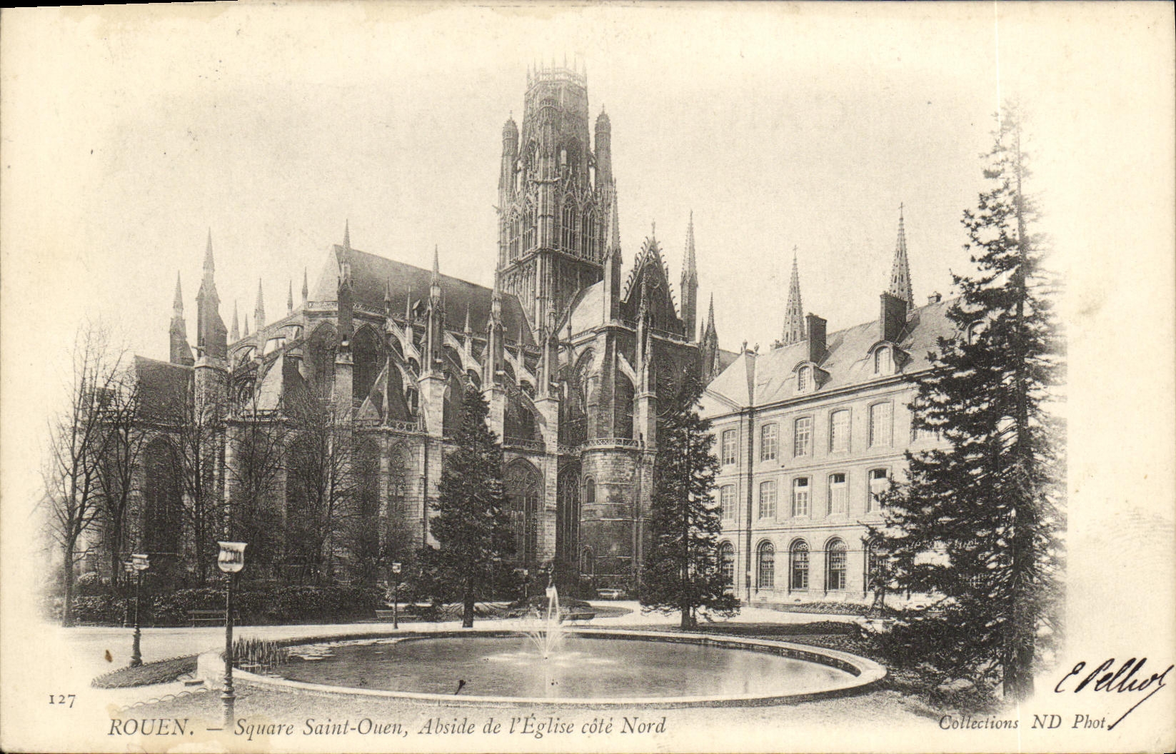 VINTAGE POSTCARD Rouen Square Holy Ouen Abside of L church dimensions Northern