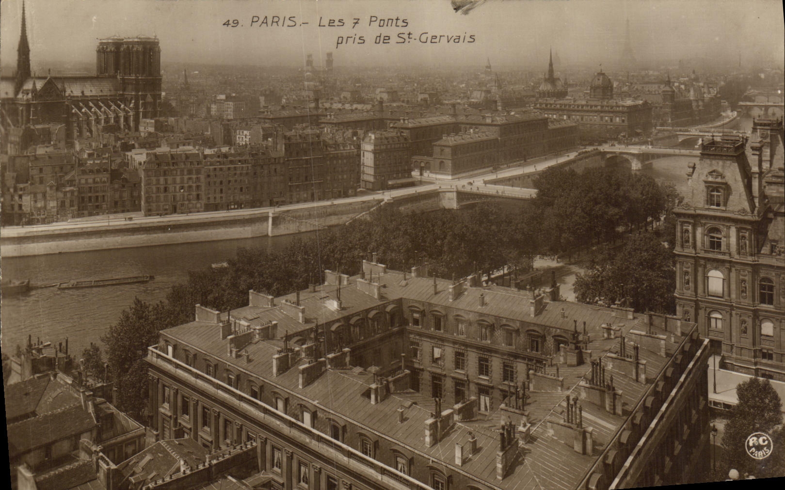 VINTAGE POSTCARD Paris Bridges Taken of Gervais