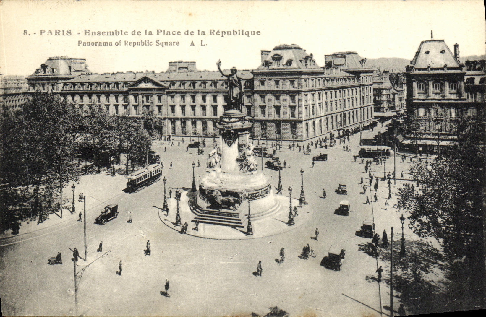 VINTAGE POSTCARD Paris Enxemble of the Place of the Republic