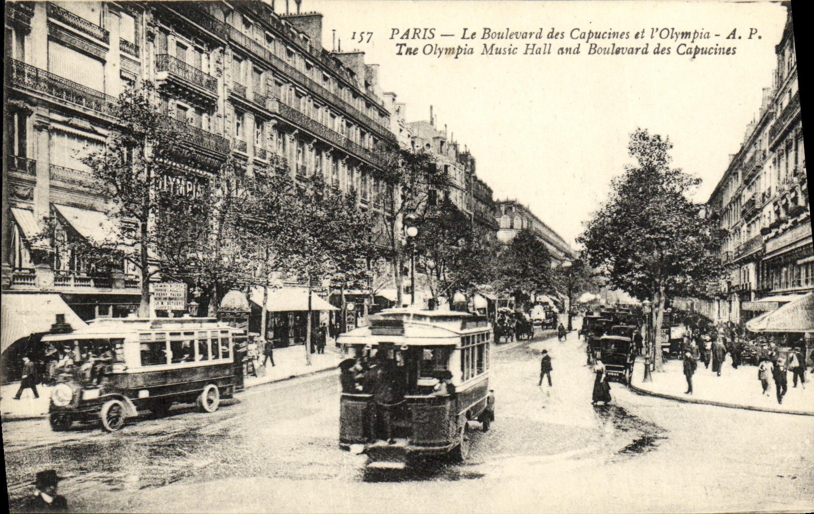 VINTAGE POSTCARD Paris the Boulevard of the Nasturtiums and L Olympia
