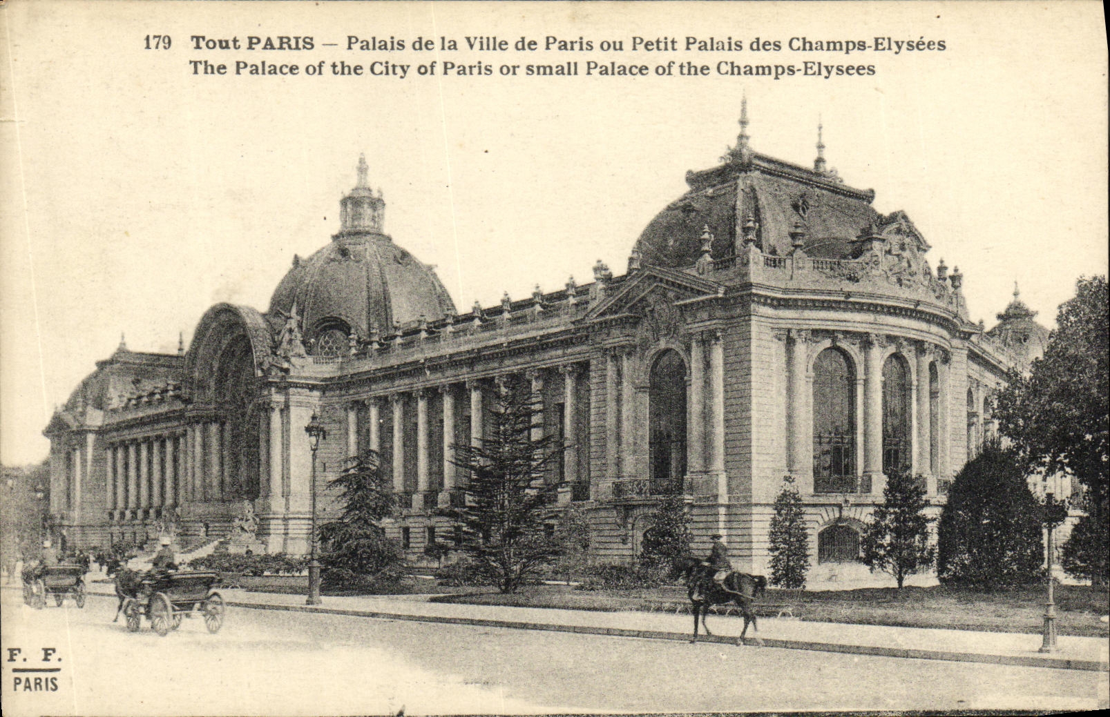 VINTAGE POSTCARD Paris Palate of the Town of Paris or Small Champs Elysees