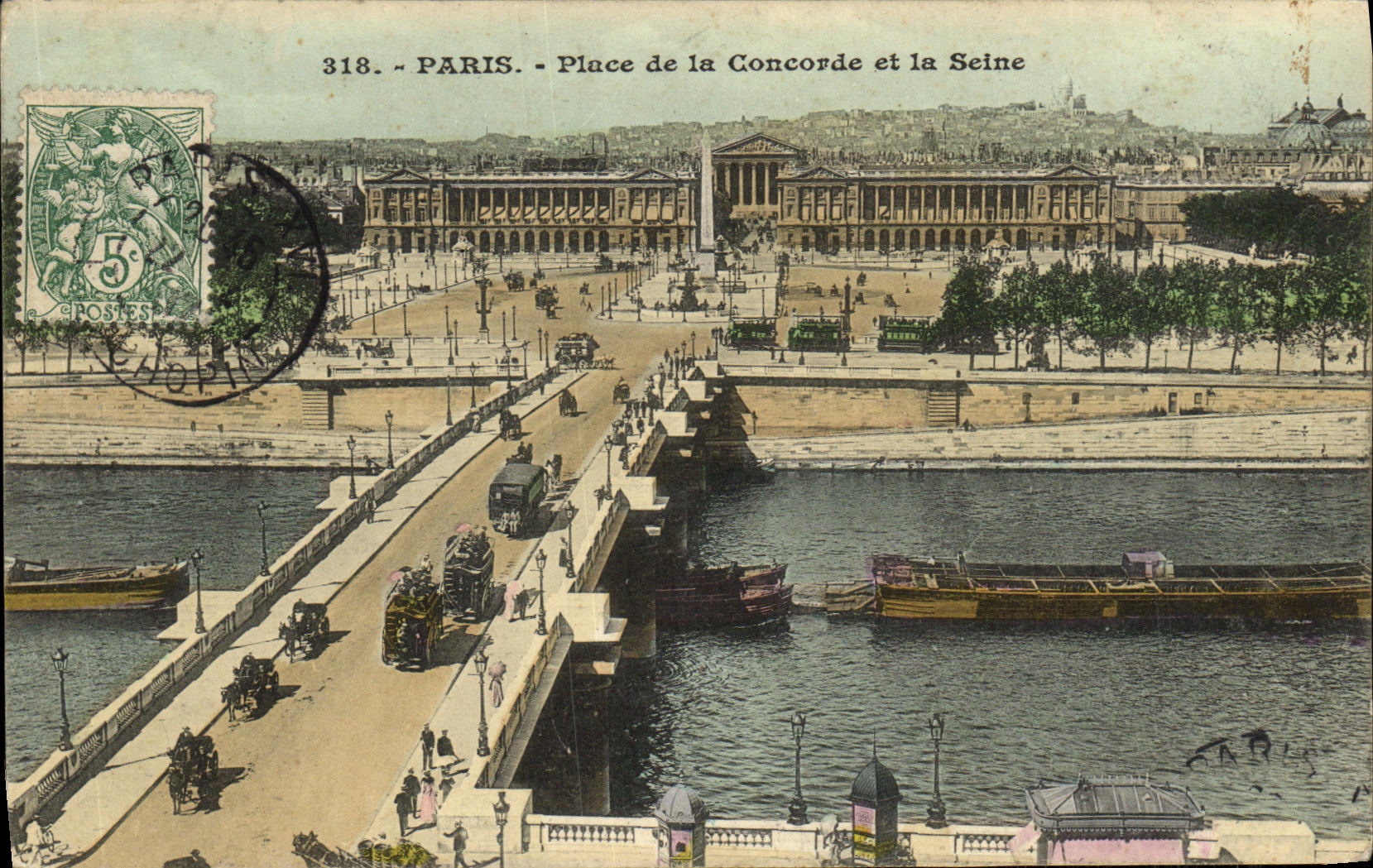 VINTAGE POSTCARD Paris Places Harmony and the Seine