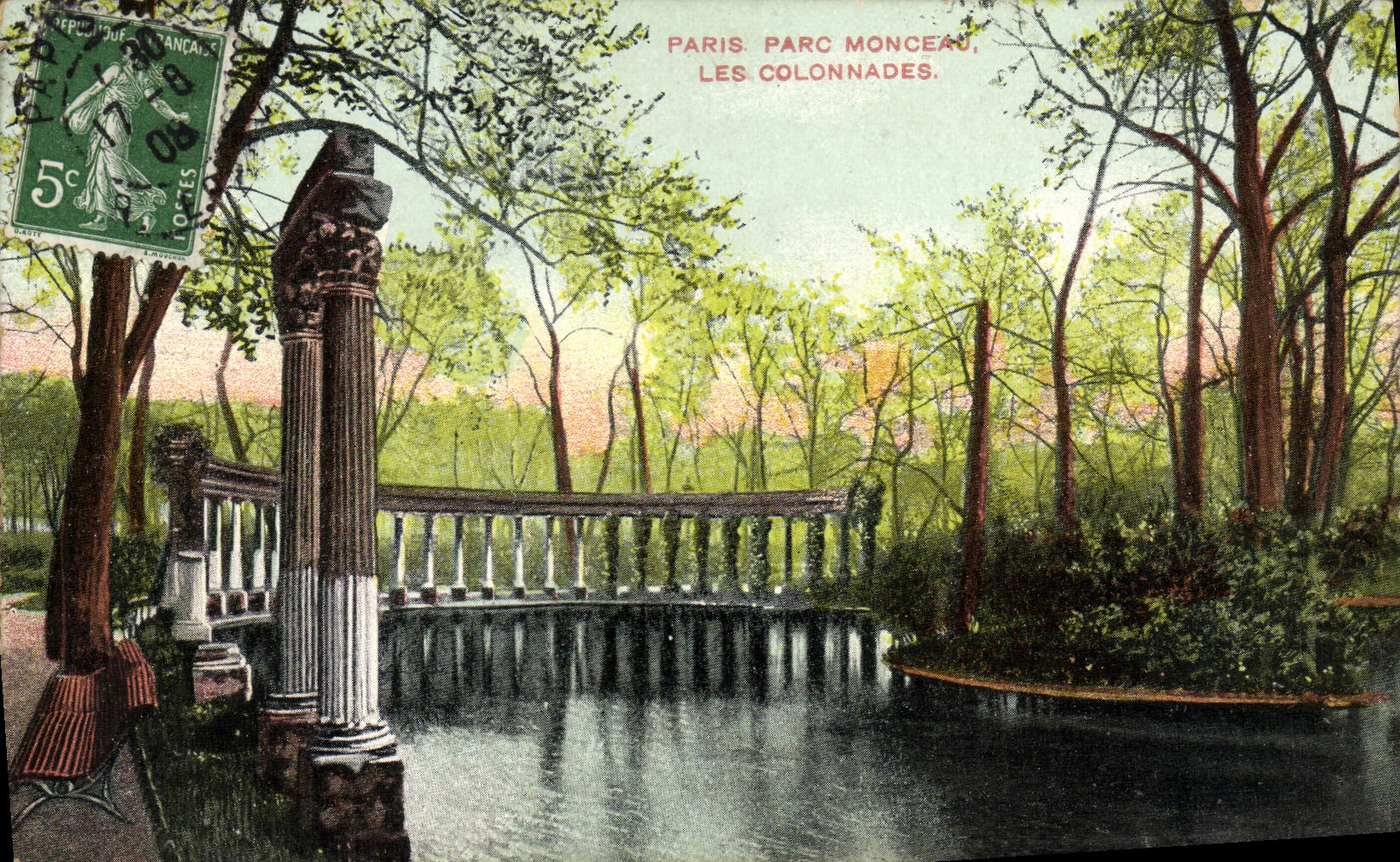 VINTAGE POSTCARD Paris Park Heap Colonnades