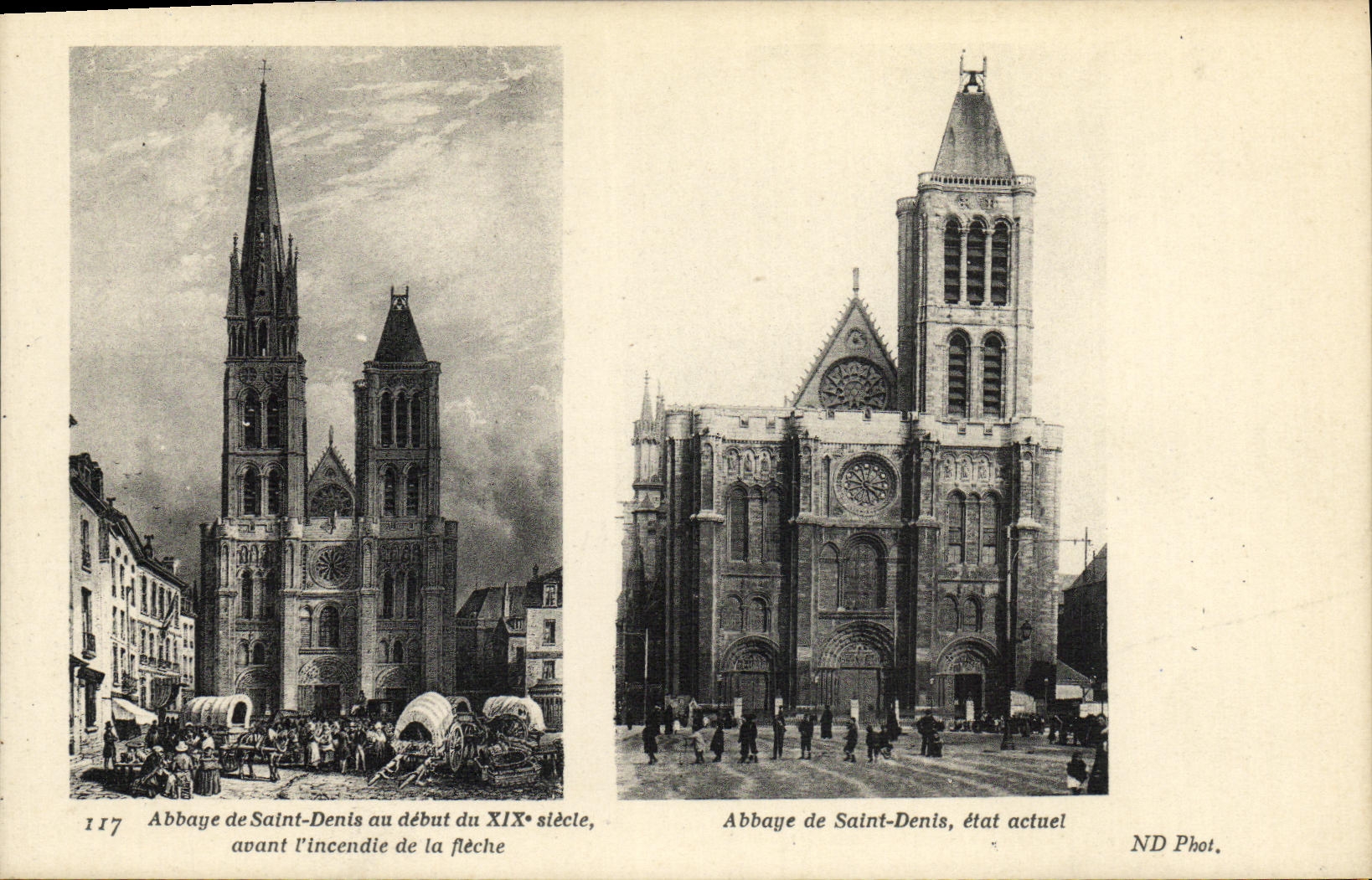 VINTAGE POSTCARD Abbey of Denis Saint at the Beginning of the 19th Current condition