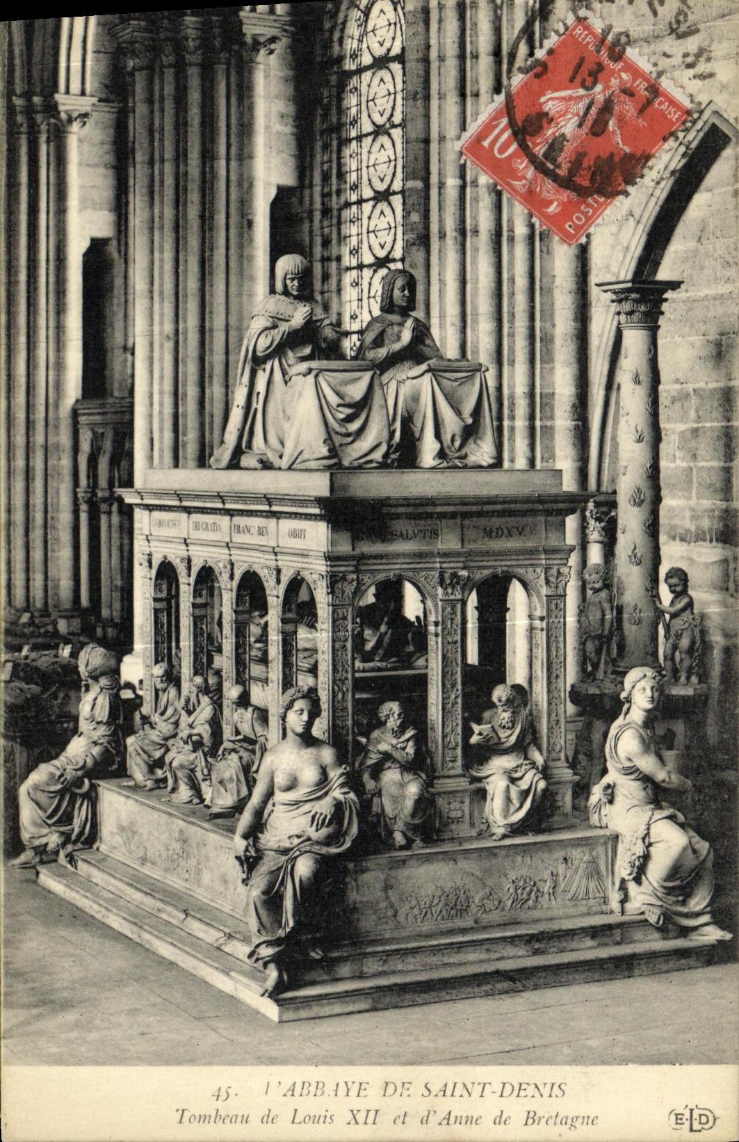 VINTAGE POSTCARD Holy Denis L Abbey Of Tomb of Louis XII and D Anne of Brittany