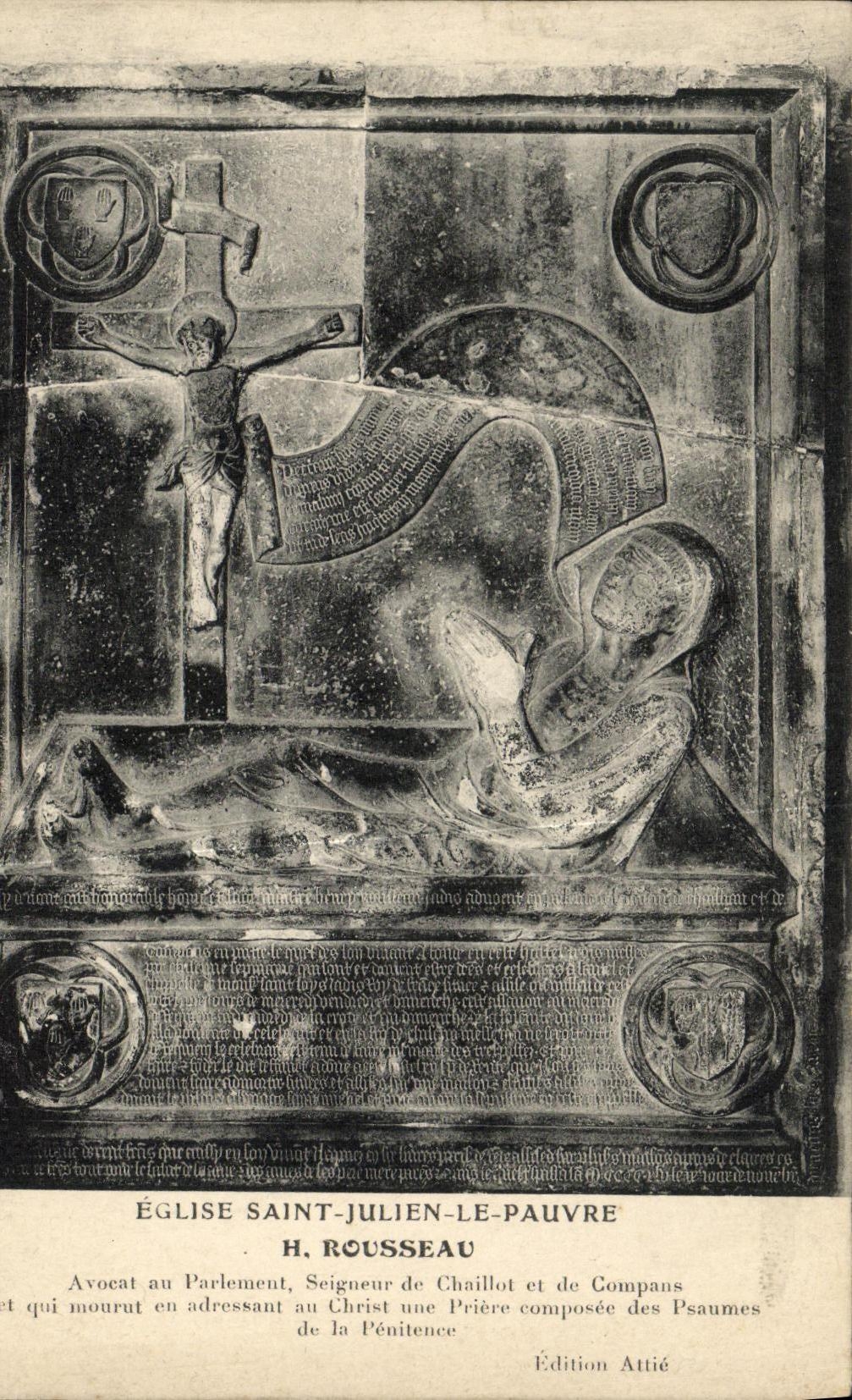 VINTAGE POSTCARD Paris Church Julien Saint Poor Rousseau