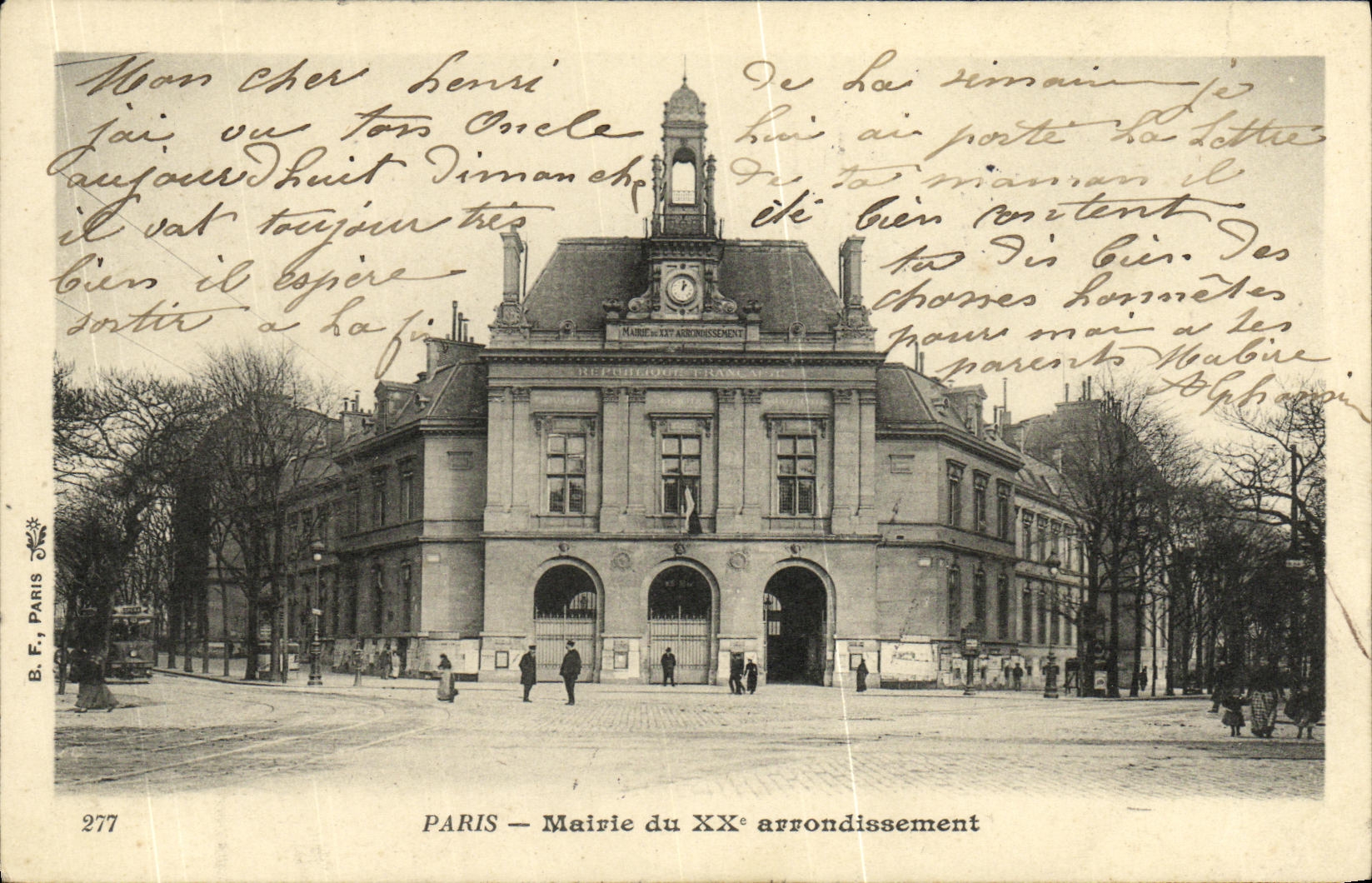 VINTAGE POSTCARD Paris Town hall of the 20th District
