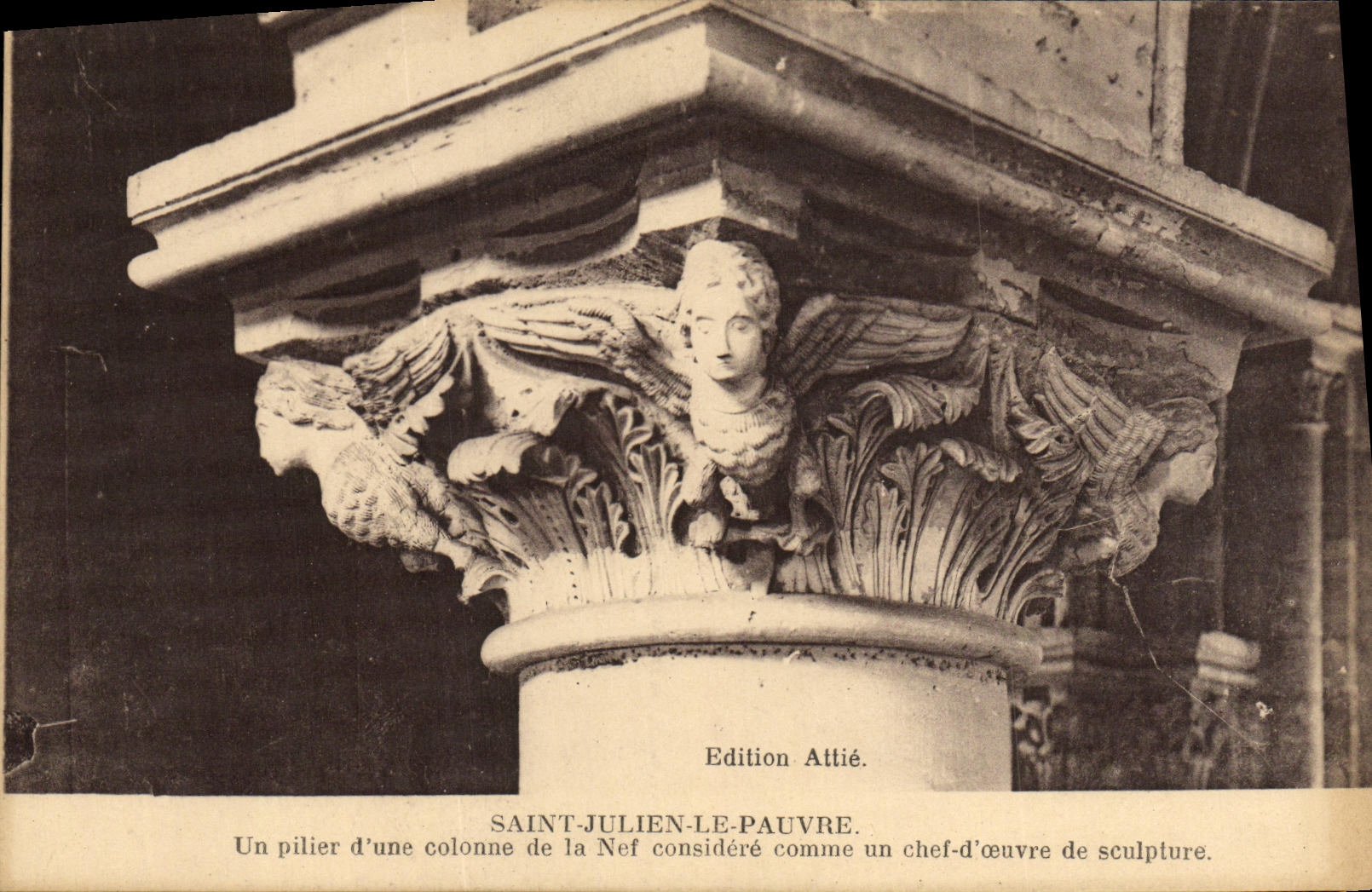 CPA Paris Eglise Saint Julien le Pauvre Un pilier d une colonne de la nef