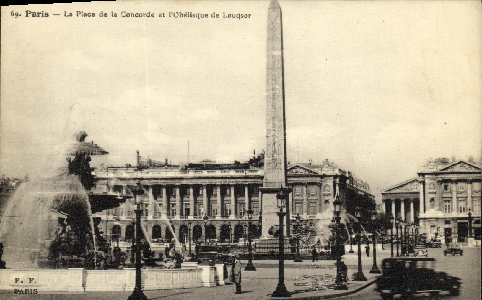 VINTAGE POSTCARD Paris the Place of the Harmony and L Obellsque de Louqsor
