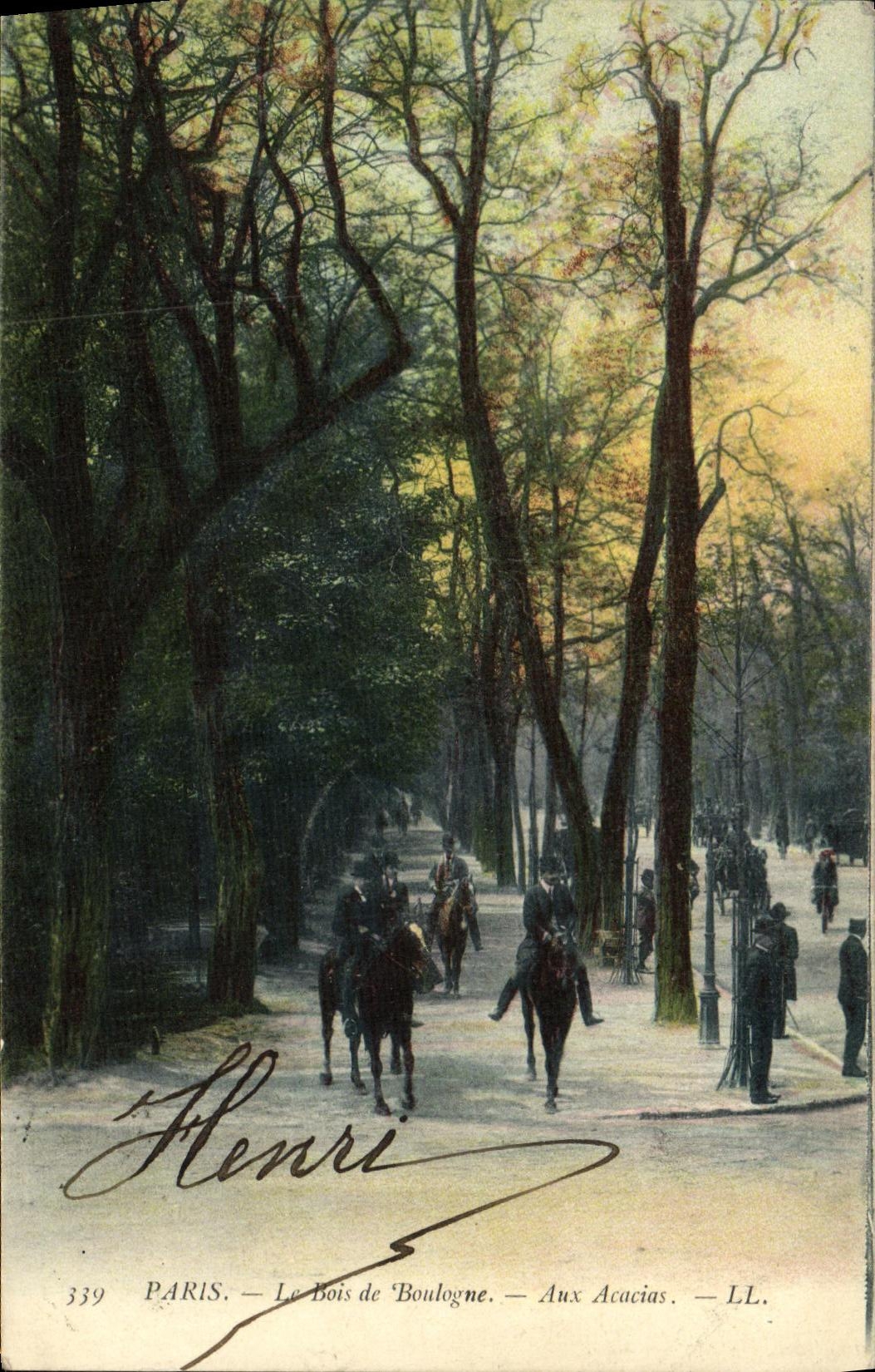 CPA Paris Le Bois de Boulogne Aux Acacias Chevaux