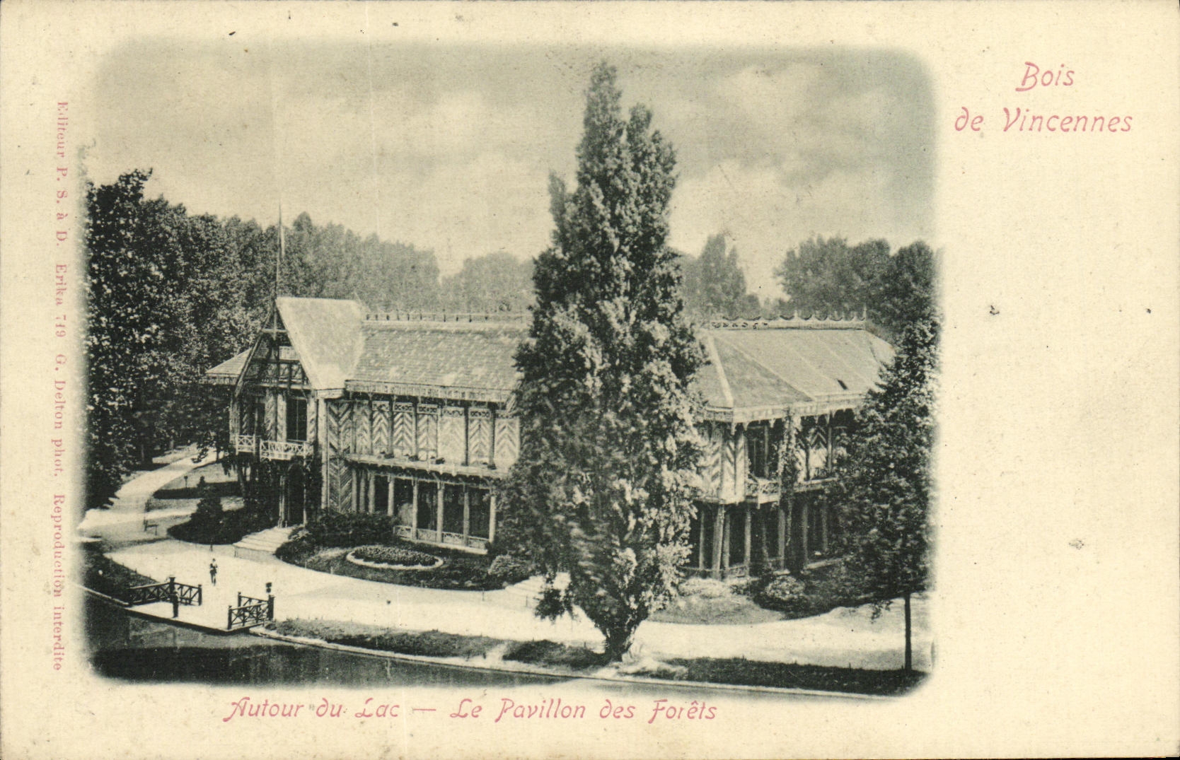 VINTAGE POSTCARD Wood De Vincennes Around the lake the house of the drills
