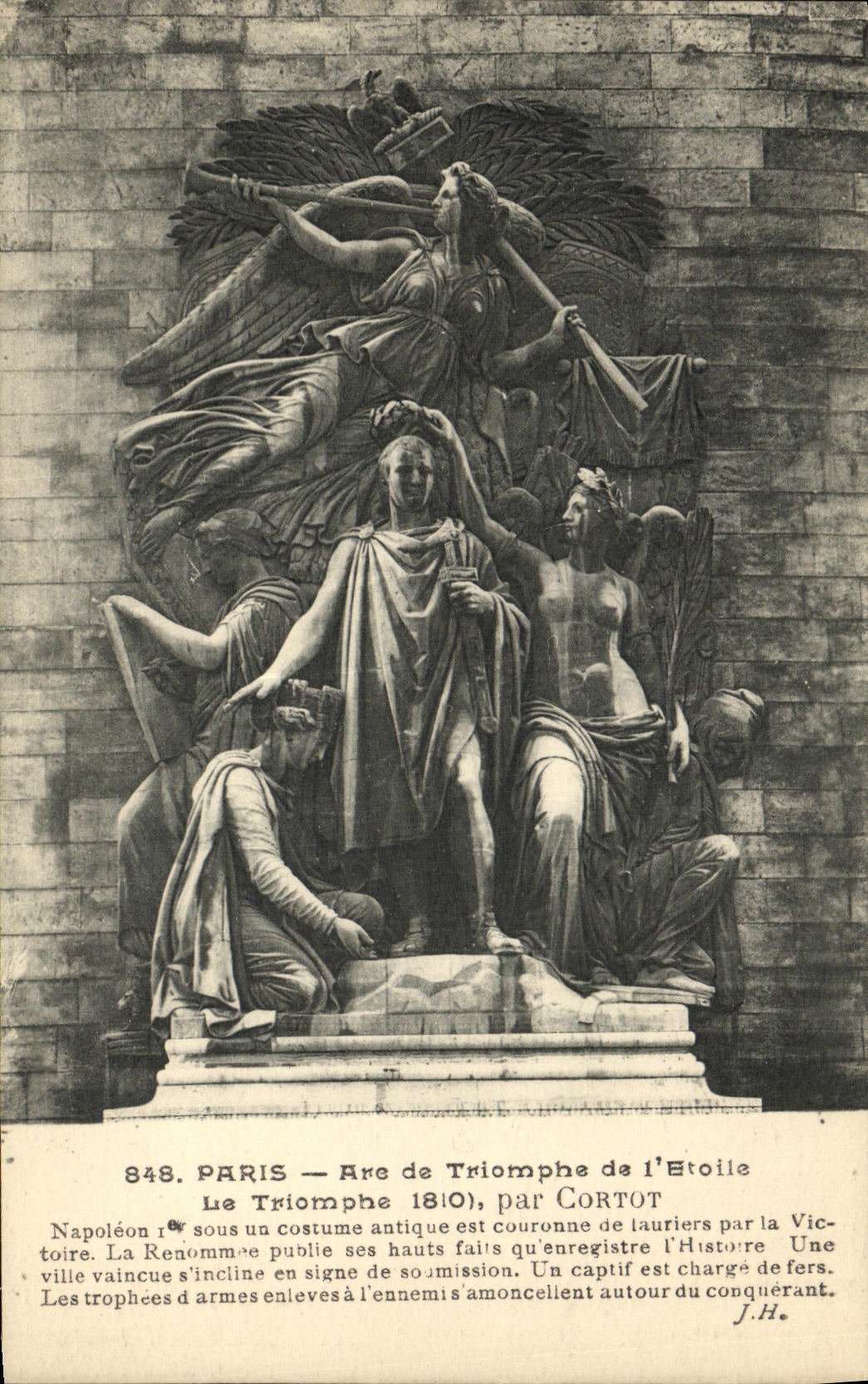 POSTAL Paris de la VENDIMIA Arc de Triomphe de L Etoile triunfo de 1810 de Cortot