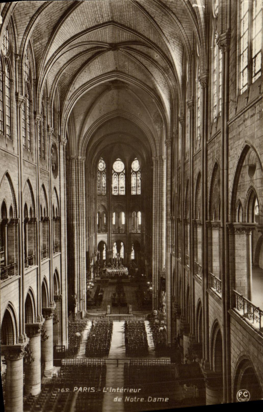 VINTAGE POSTCARD Paris L Interior of Notre Dame