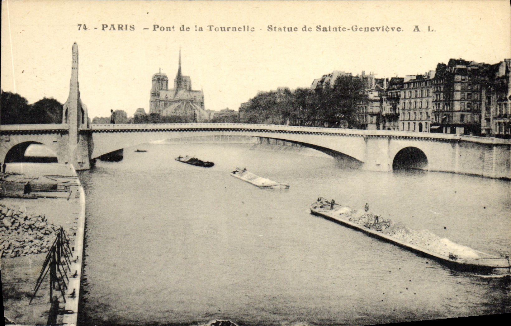 VINTAGE POSTCARD Paris Pont of the Small tower Rules of Sainte Genevieve Peniche