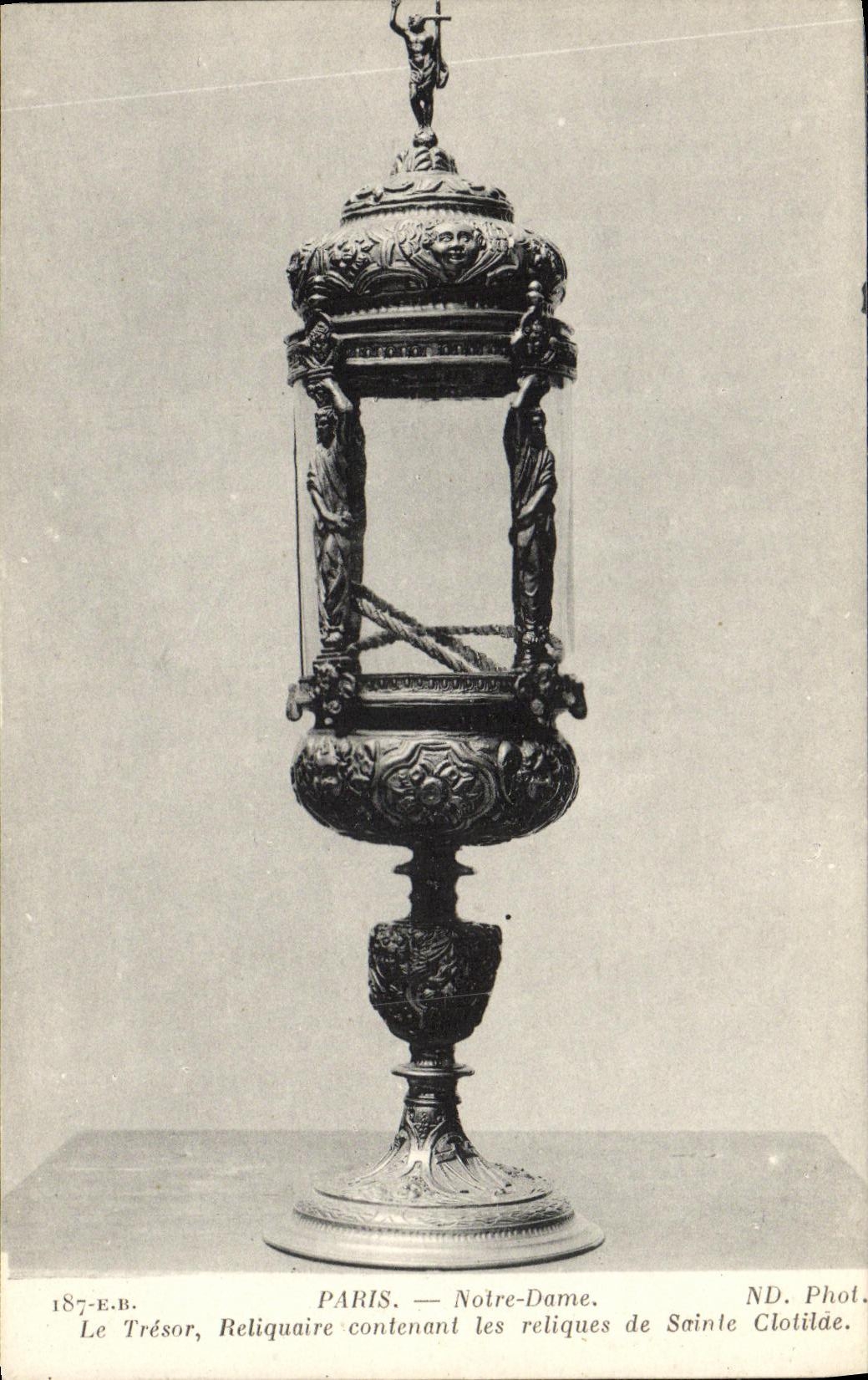 VINTAGE POSTCARD Paris Notre Dame the Treasury Reliquary containing the relics of Sainte Clotilde