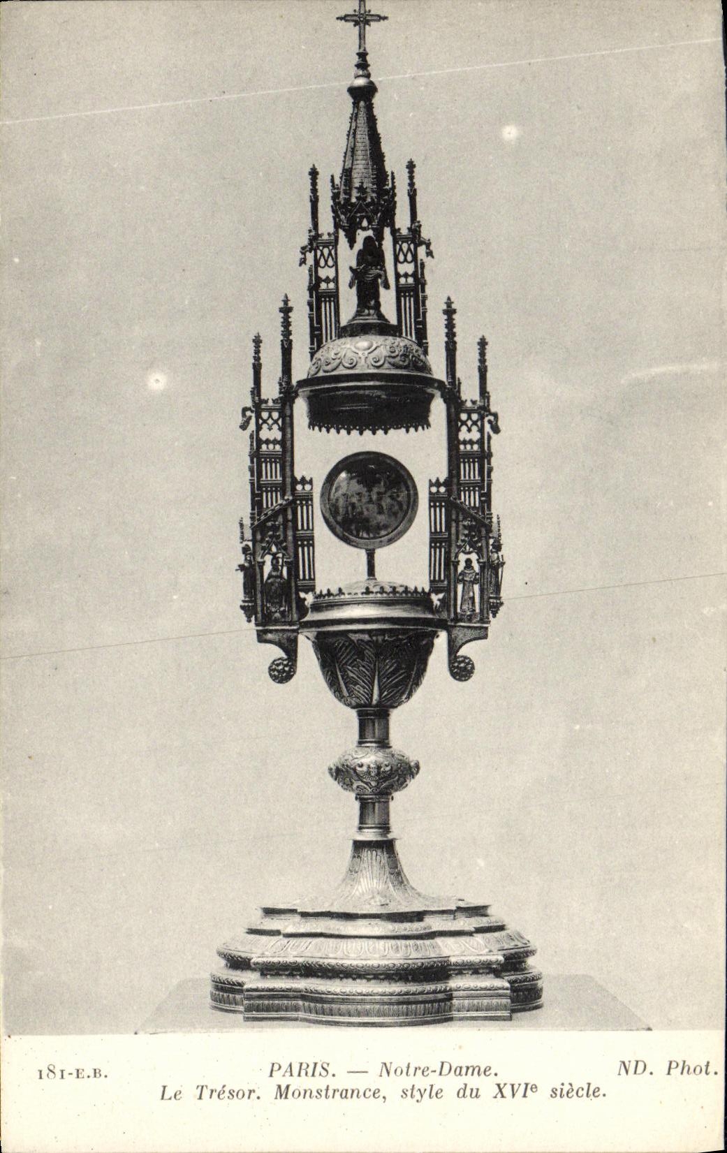 VINTAGE POSTCARD Paris Notre Dame the Monstrance Treasury