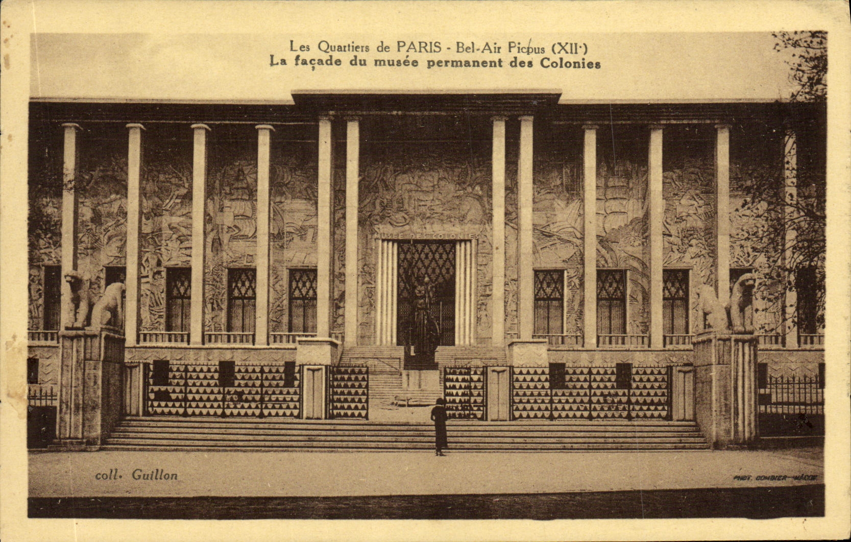 VINTAGE POSTCARD Paris Picpus Bel Air the frontage of the permanent museum of the Colonies