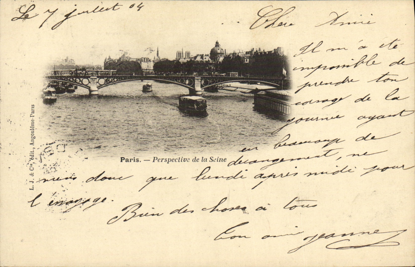 VINTAGE POSTCARD Paris View of the Seine