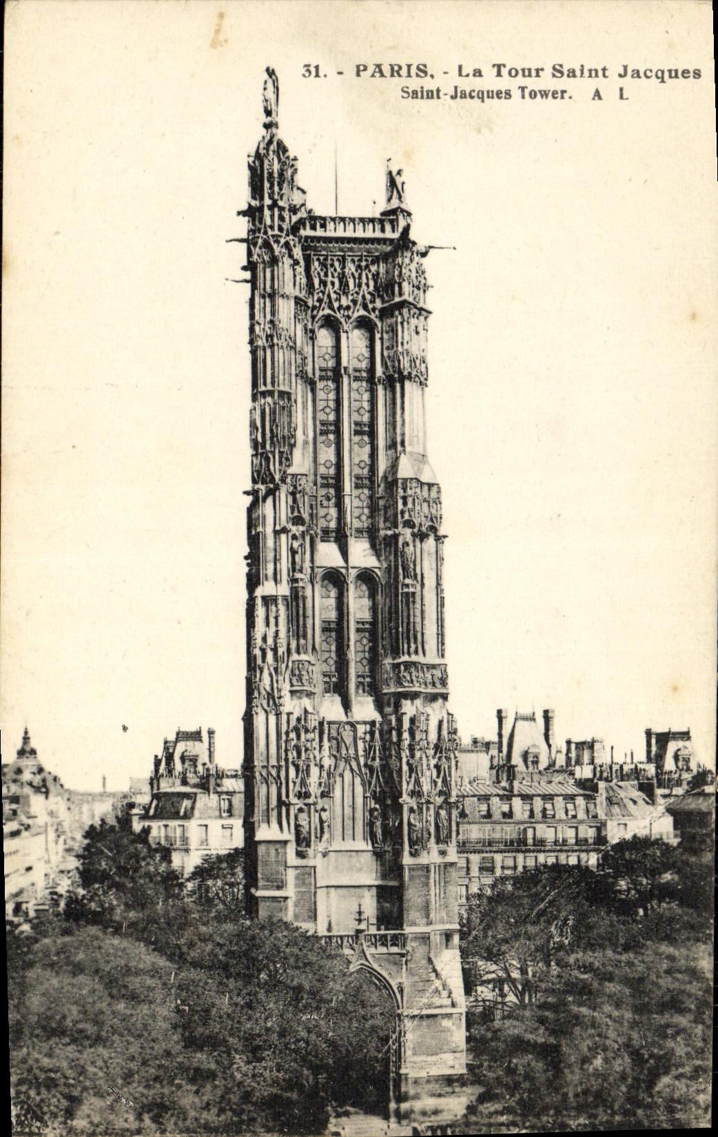 VINTAGE POSTCARD Paris the Tower Holy Holy Jacques Jacques