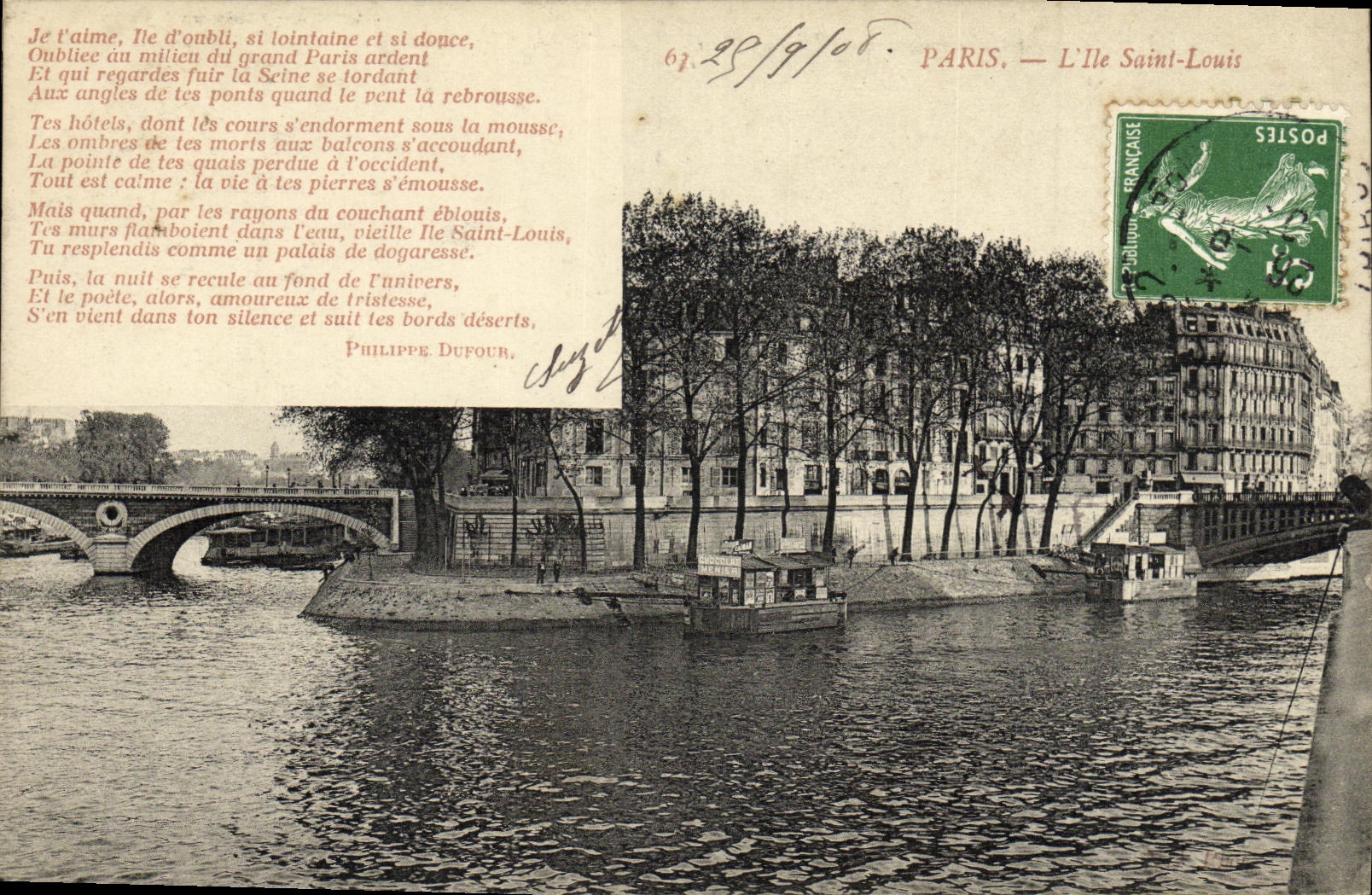 VINTAGE POSTCARD Paris L iie Saint Louis