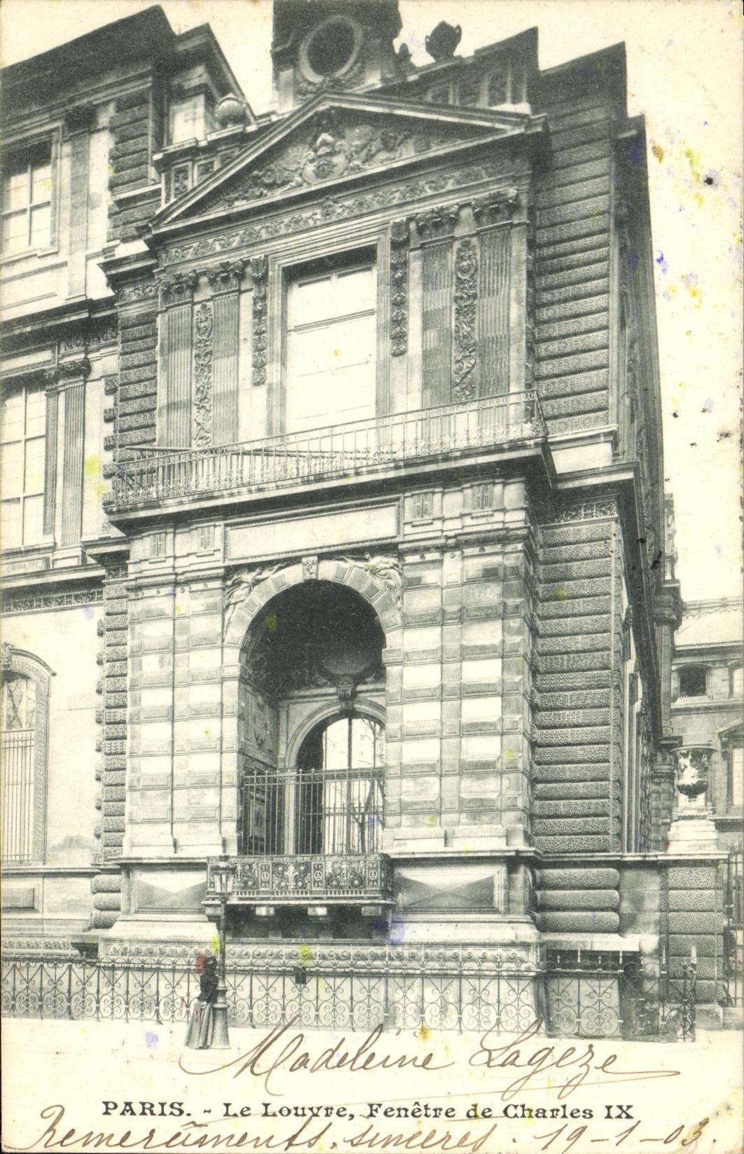 Lumbrera Fenestrates de Paris de la POSTAL de la VENDIMIA de Charles IX