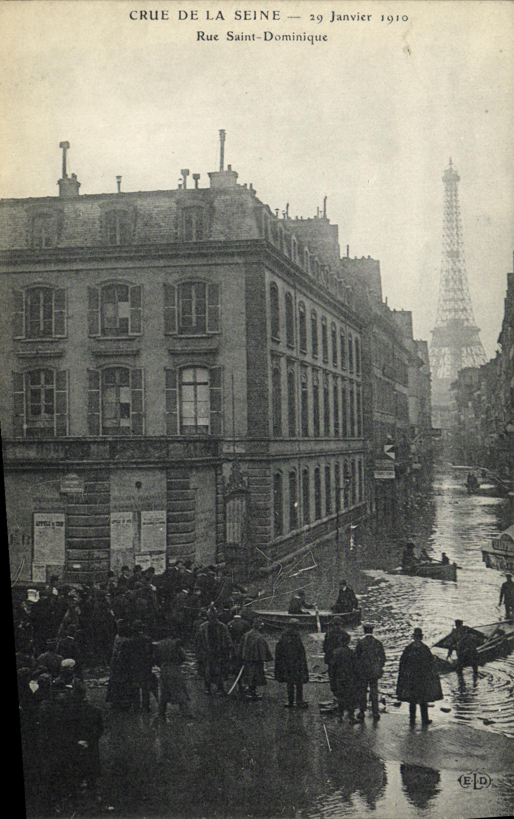 VINTAGE POSTCARD Believed of the Seine Street Saint Dominique Eiffel Tower