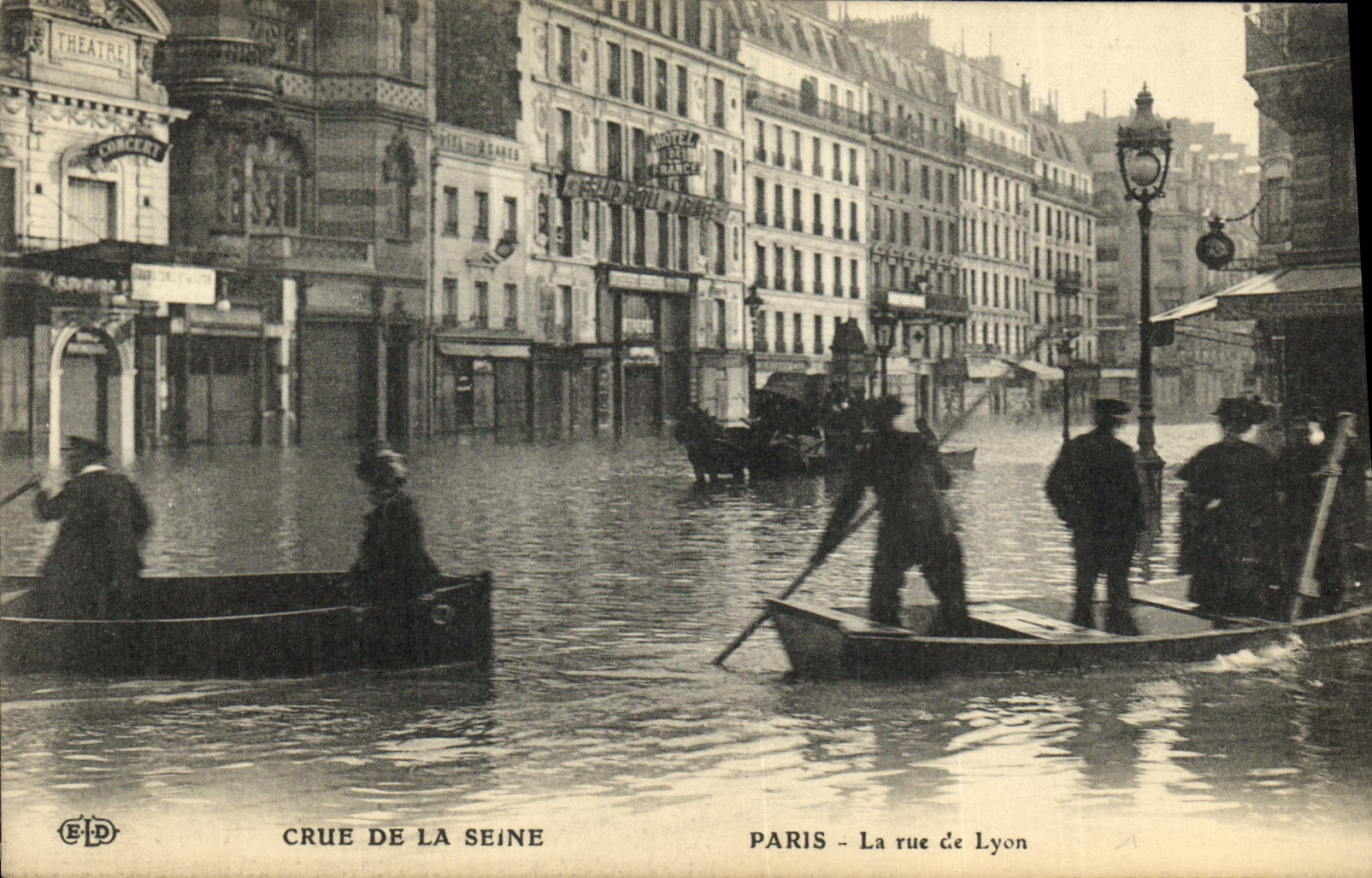 VINTAGE POSTCARD Believed of the Seine Paris the street of Lyon