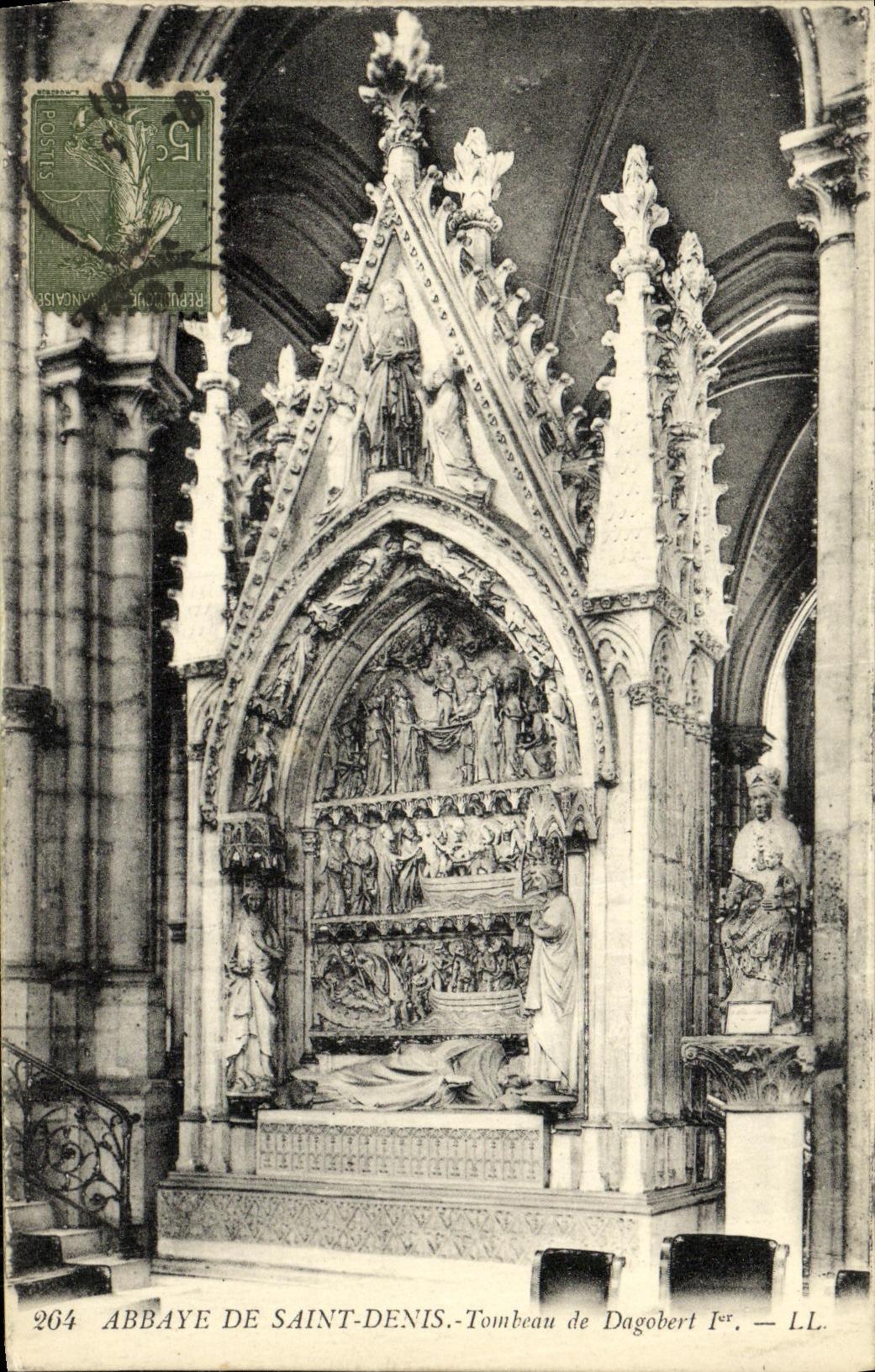 VINTAGE POSTCARD Abbey of Saint Denis Tomb of Dagobert L er
