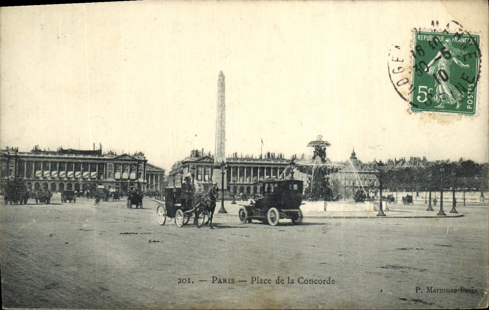 VINTAGE POSTCARD Paris Places Automobile Harmony