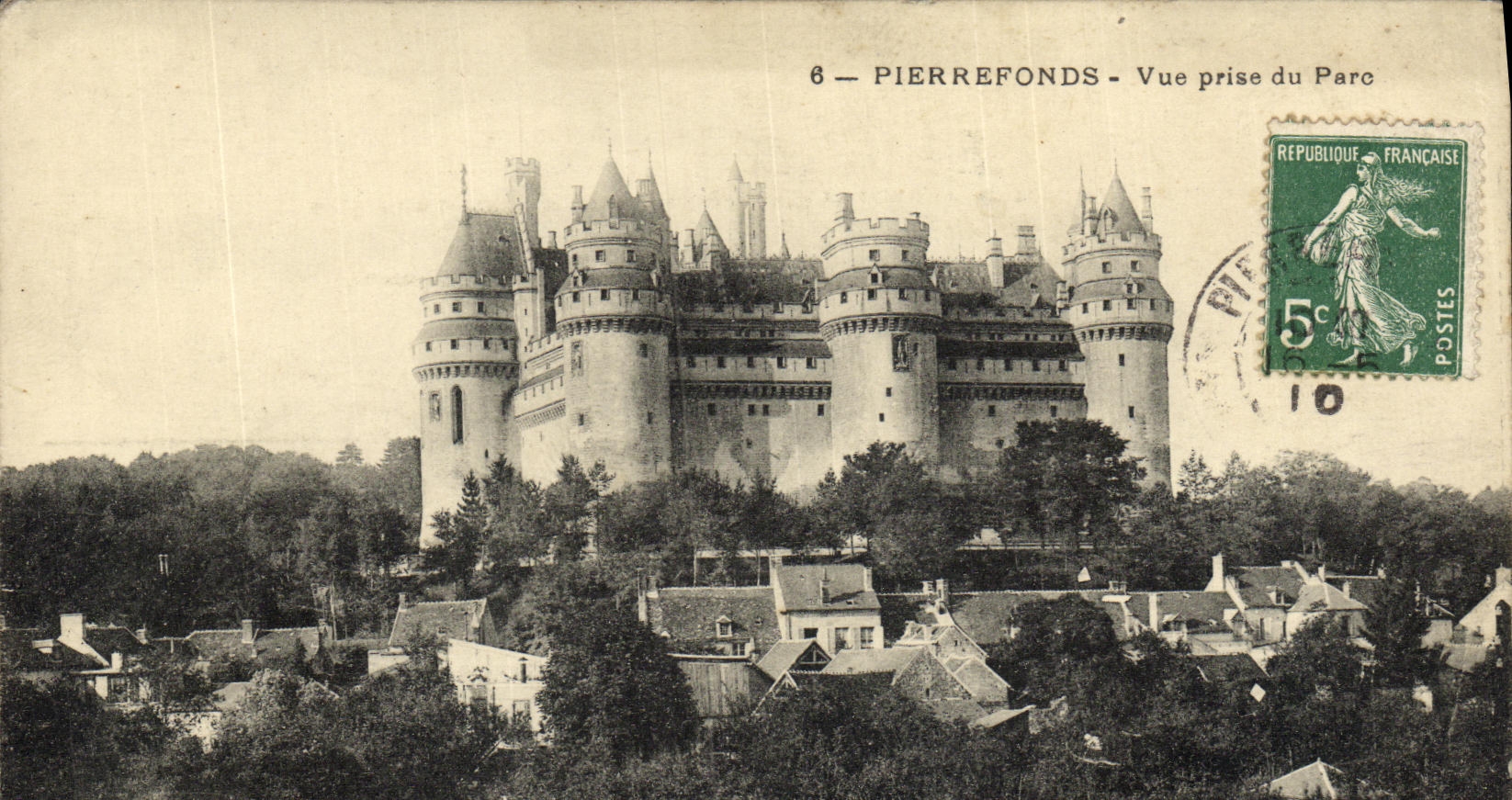 POSTAL Pierrefonds de la VENDIMIA vista del parque