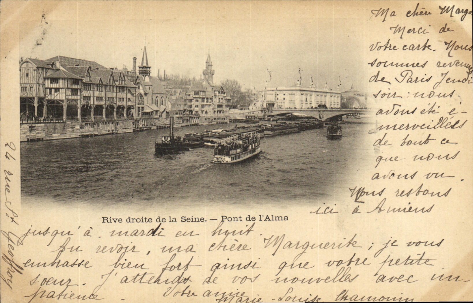 CPA Rive droite de la Seine Pont de l Alma Paris 1900