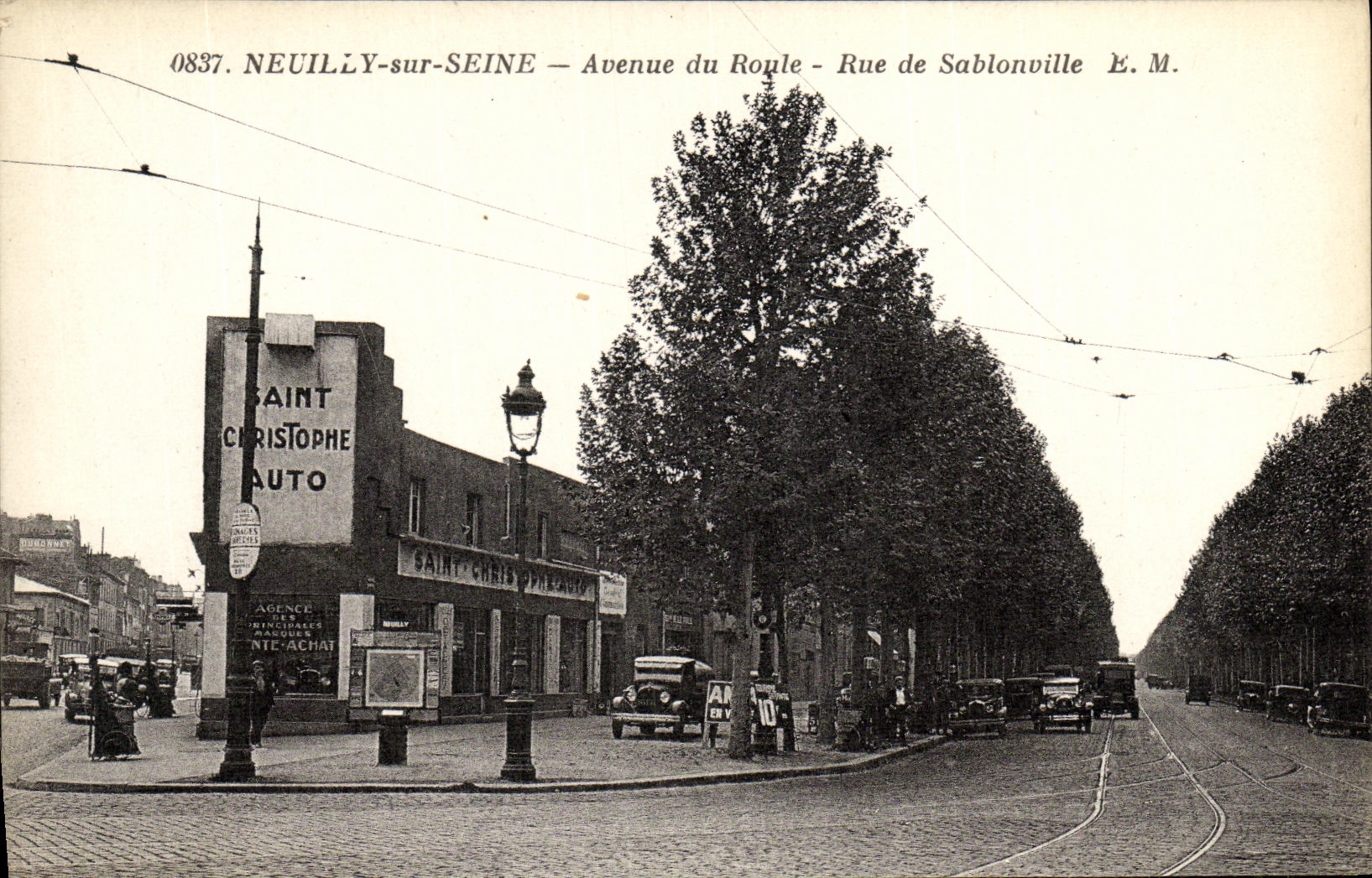 CPA Neuilly sur Seine Avenue du Roule Rue de Sablonville Saint Christophe Auto