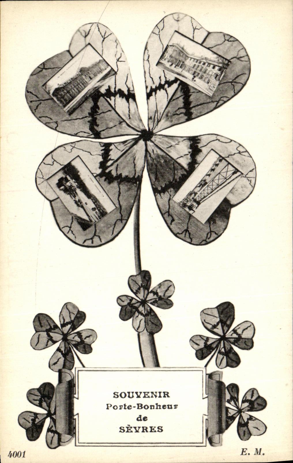 Felicidad de la puerta del recuerdo de la POSTAL de la VENDIMIA del trebol separado