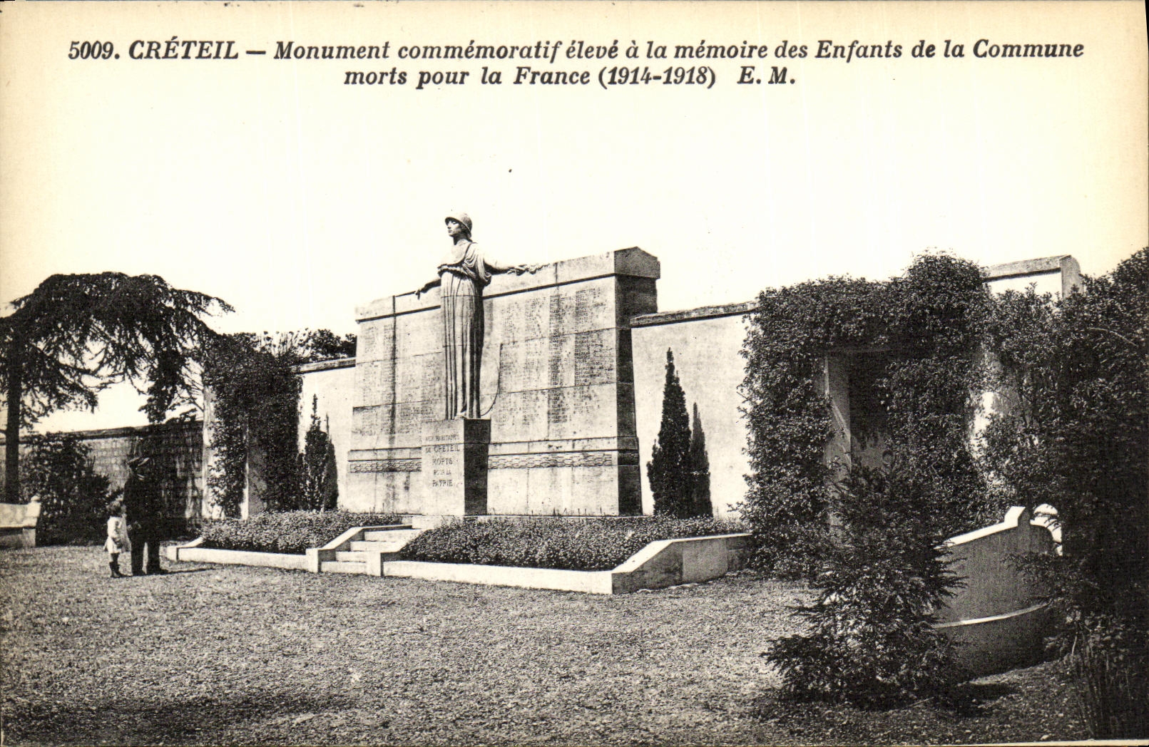 De la VENDIMIA de la POSTAL de Creteil monumento arriba con la memoria de los ninos de las muertes comunes para Francia 1914 1918 Militaria