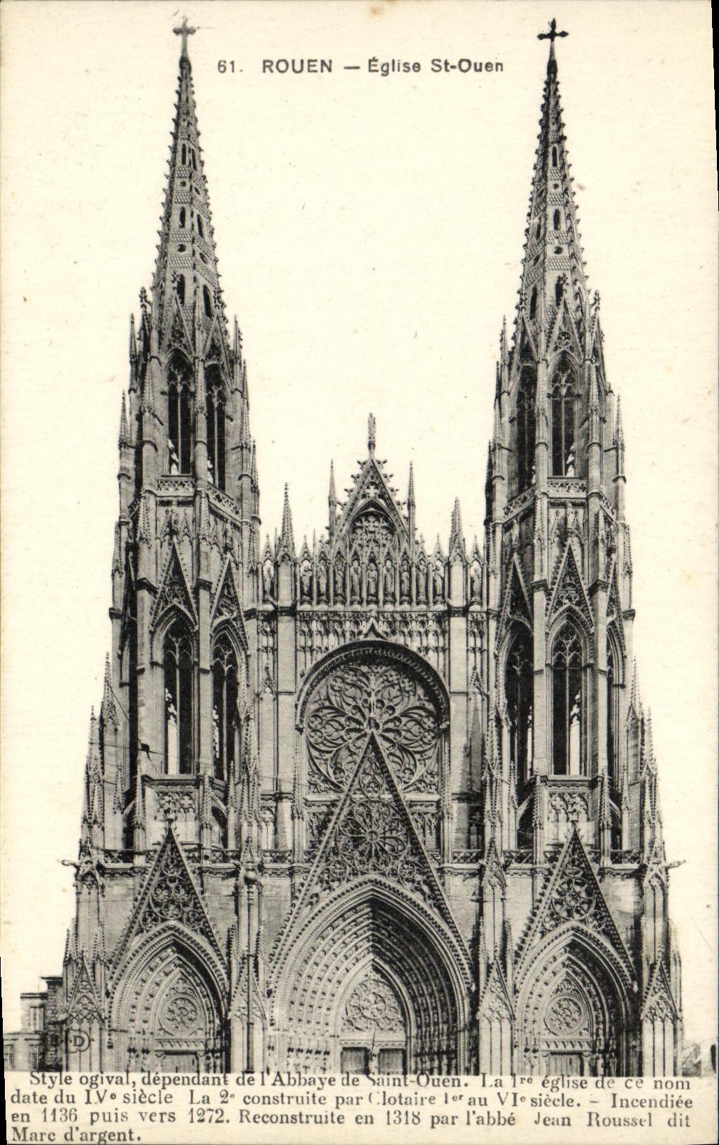 VINTAGE POSTCARD Rouen Church St Ouen