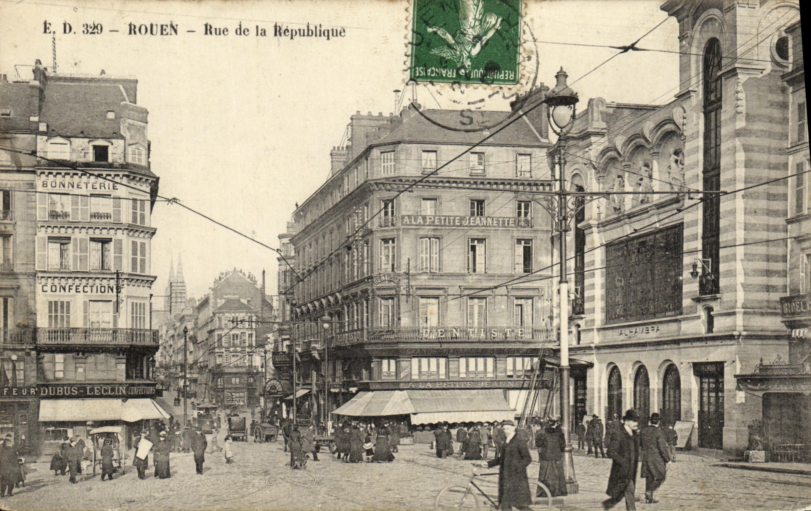 VINTAGE POSTCARD Rouen Street of the Republic