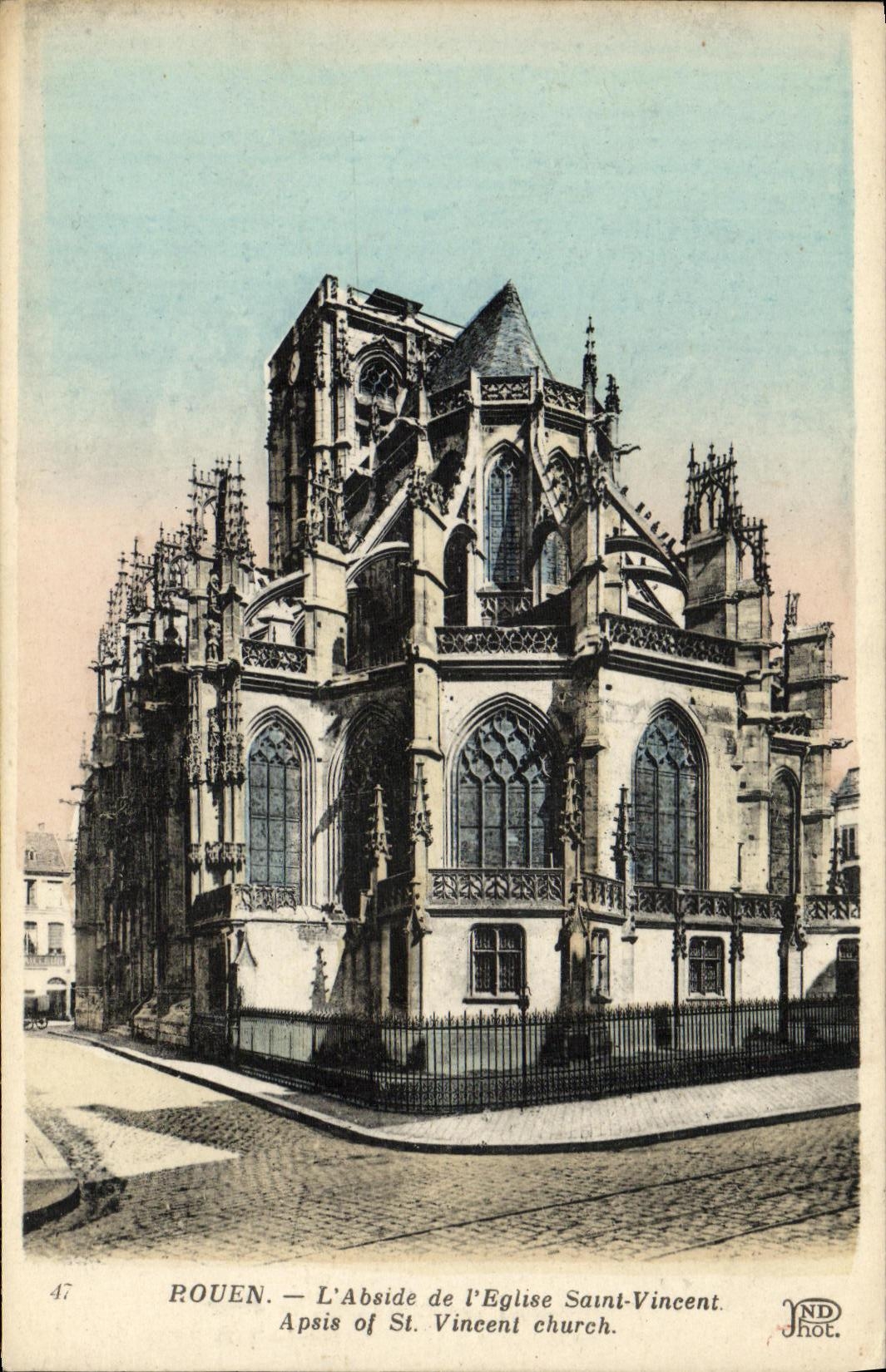 VINTAGE POSTCARD Rouen L Apse of L Church Vincent Saint