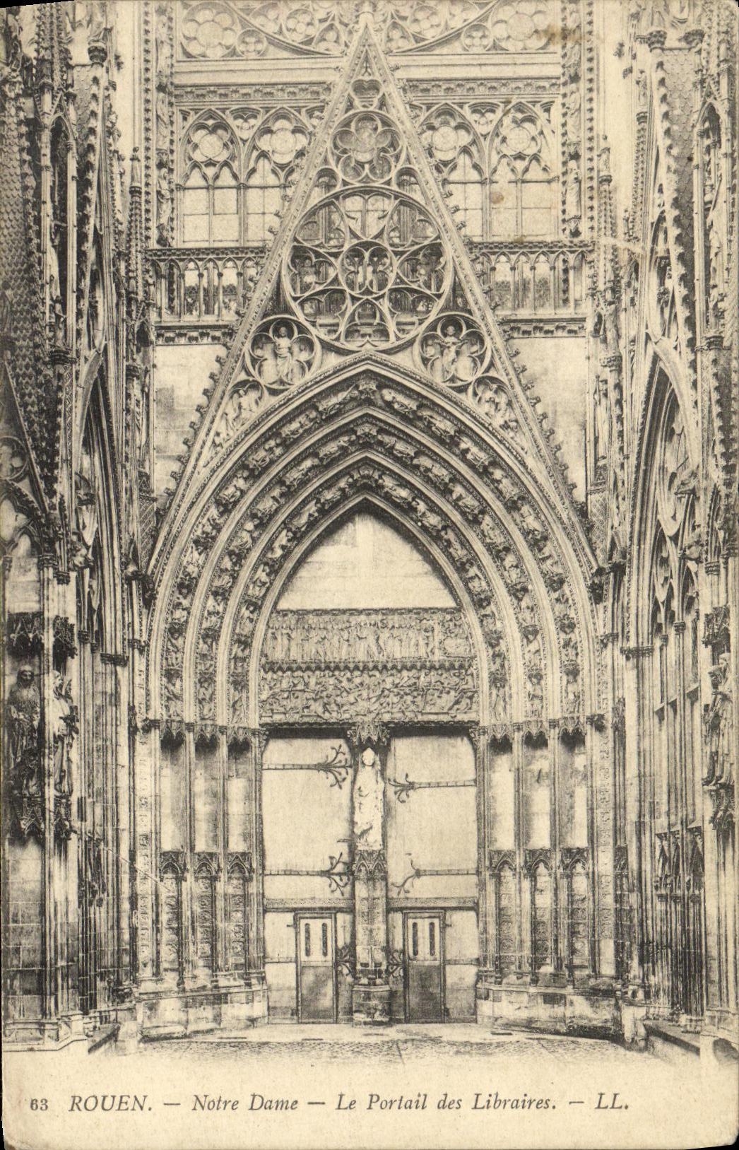 VINTAGE POSTCARD Rouen Notre Dame the Gate of the Booksellers